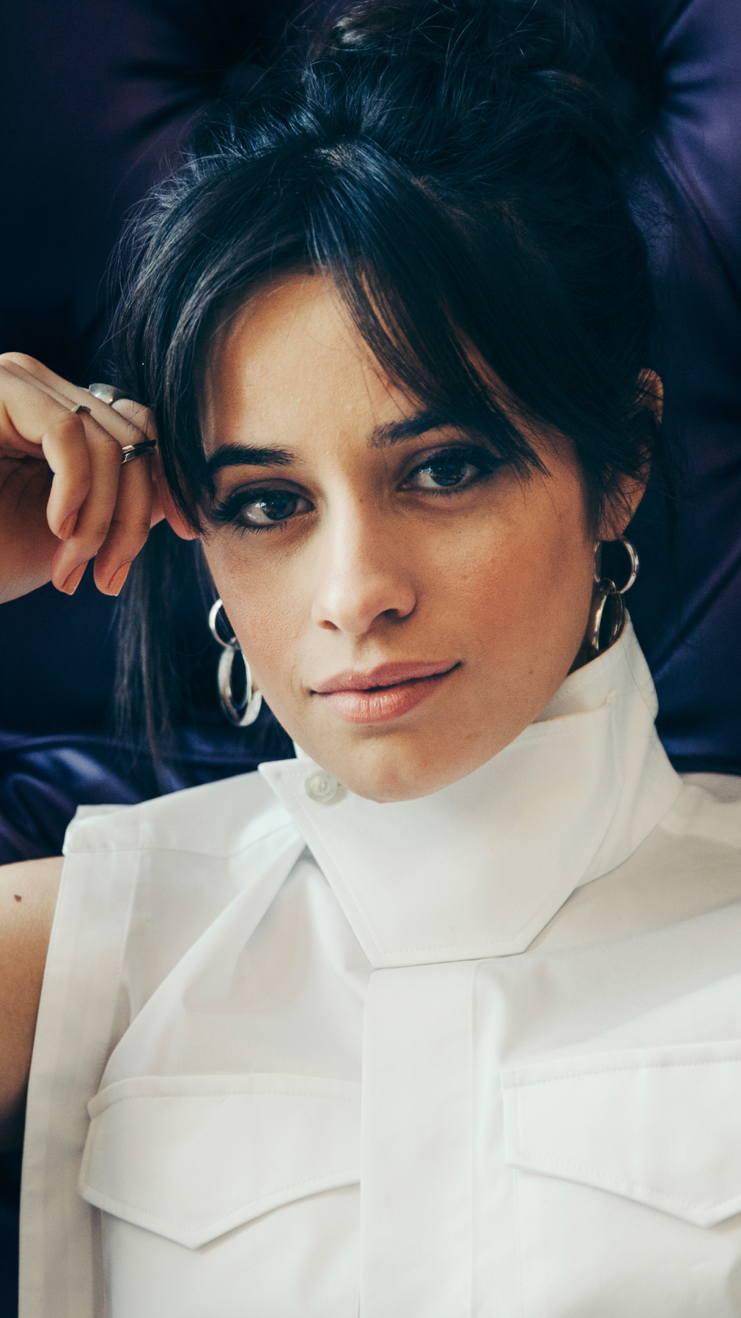 Download mobile wallpaper Music, Singer, Earrings, Brown Eyes, Black Hair, Latina, Camila Cabello for free.