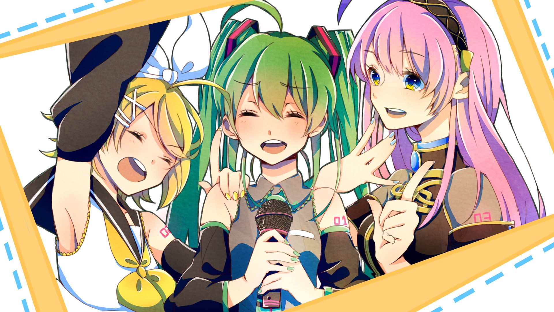 Download mobile wallpaper Anime, Vocaloid, Hatsune Miku, Luka Megurine, Rin Kagamine for free.