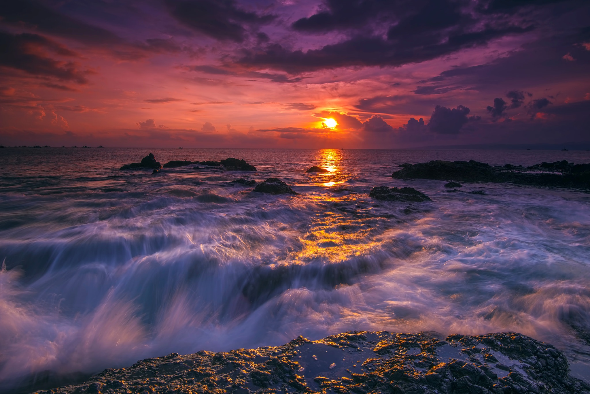 Téléchargez gratuitement l'image Coucher De Soleil, Mer, Horizon, Océan, Nuage, Ciel, Terre/nature sur le bureau de votre PC