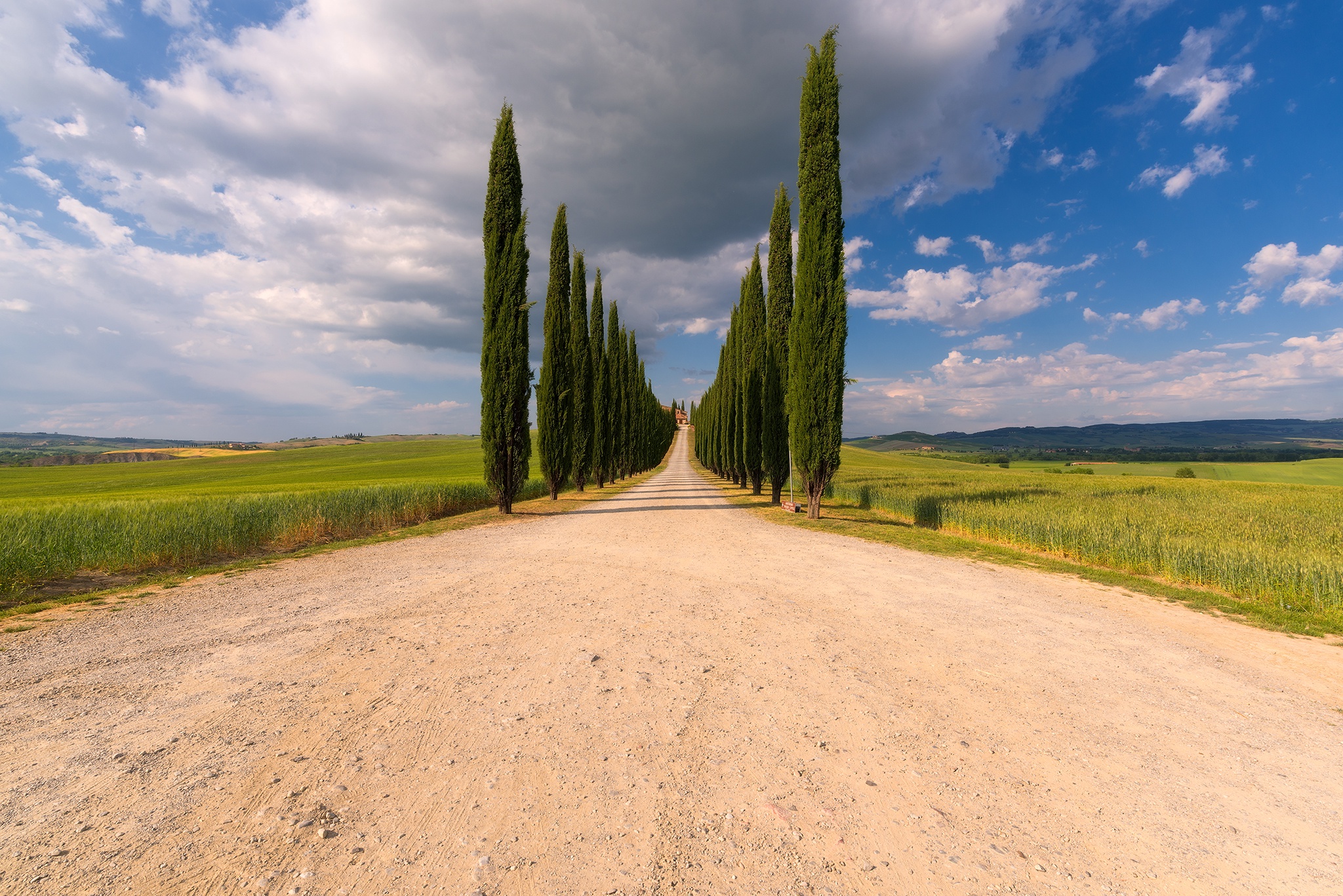 Free download wallpaper Sky, Italy, Tree, Field, Cloud, Photography, Tuscany, Tree Lined, Dirt Road on your PC desktop