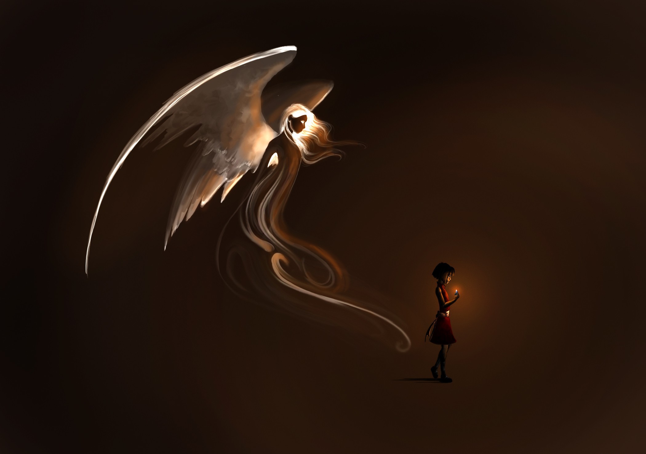 Download mobile wallpaper Fantasy, Light, Angel for free.