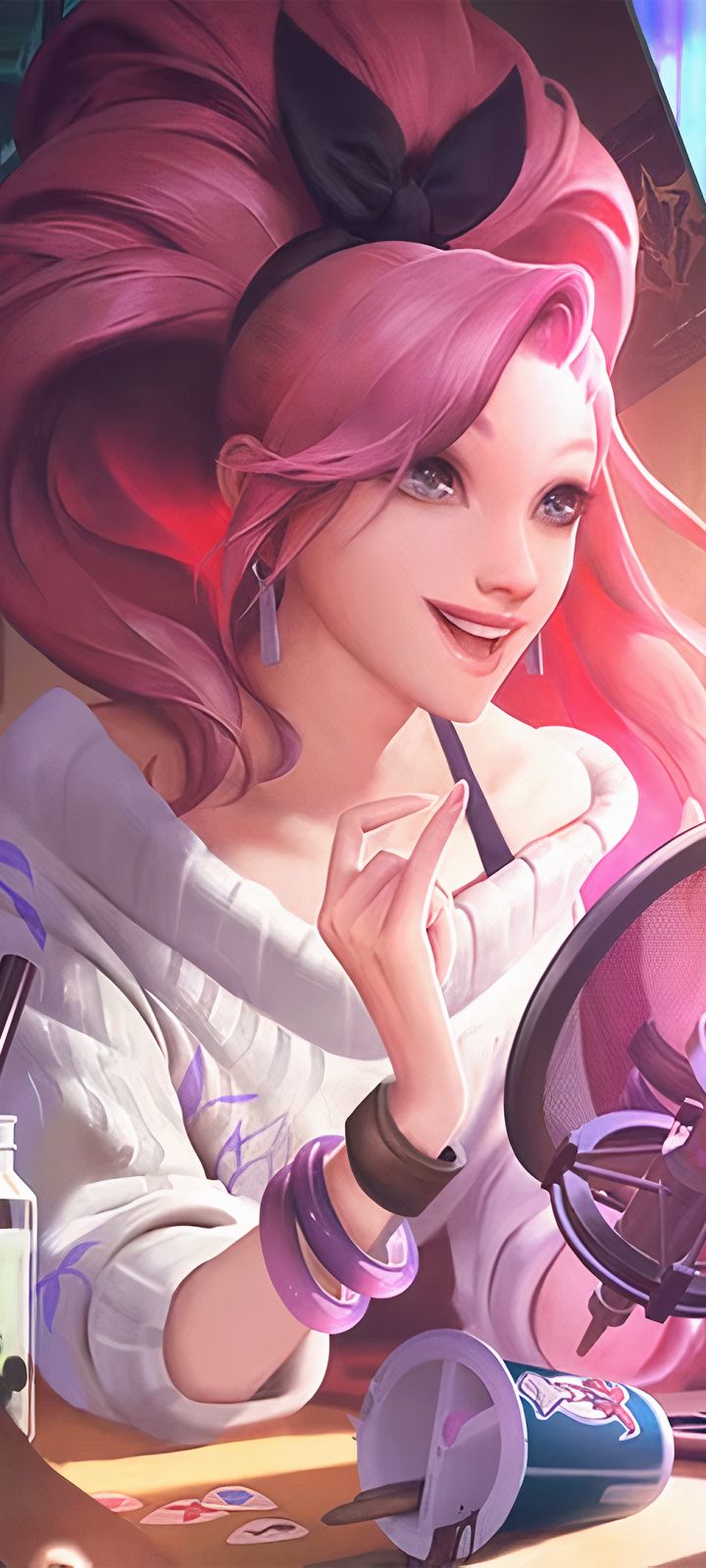 Download mobile wallpaper League Of Legends, Blue Eyes, Pink Hair, Video Game, Long Hair, Seraphine (League Of Legends) for free.