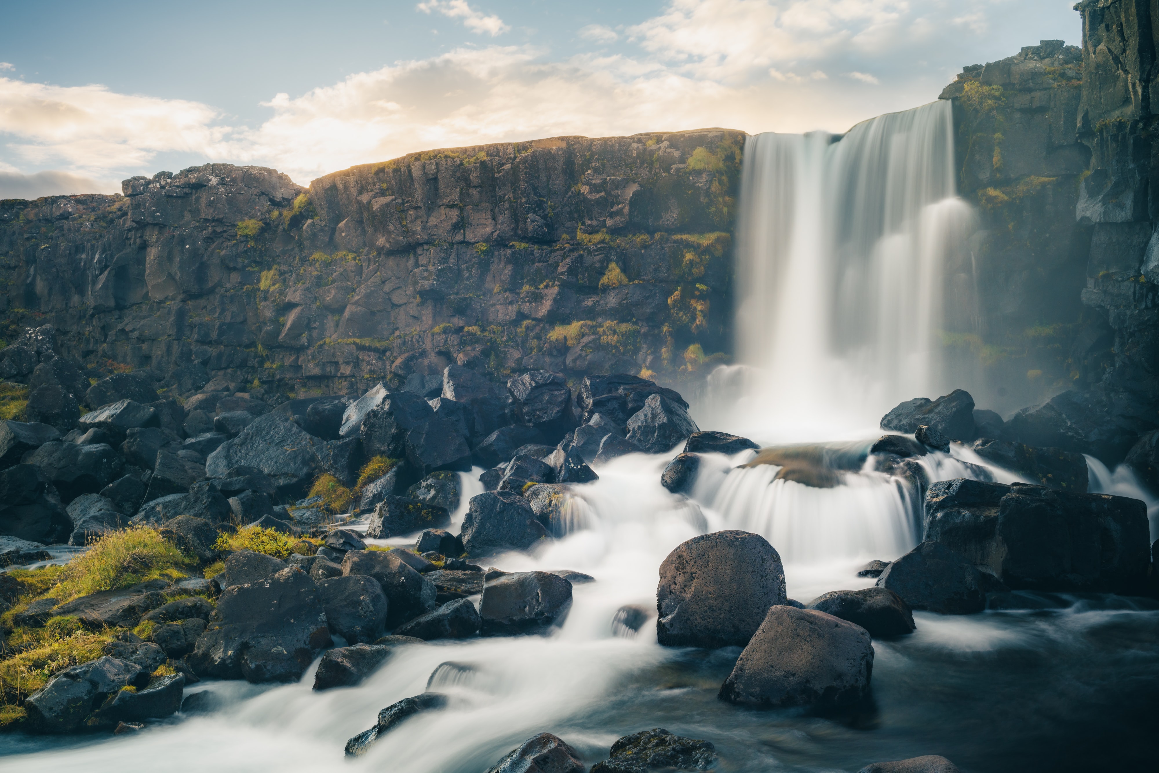 Download mobile wallpaper Waterfalls, Waterfall, Earth, Iceland, Öxarárfoss for free.