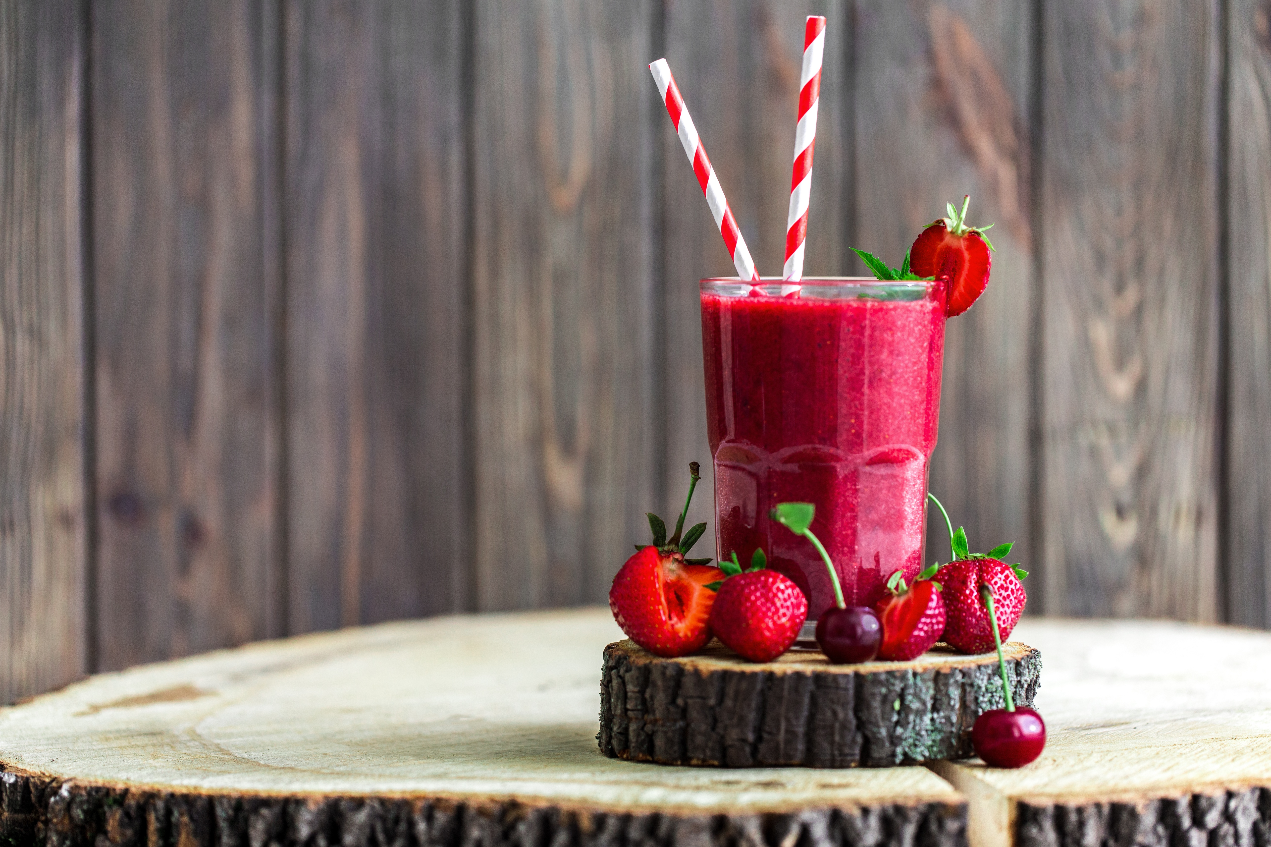 Free download wallpaper Food, Strawberry, Cherry, Glass, Berry, Drink, Smoothie on your PC desktop