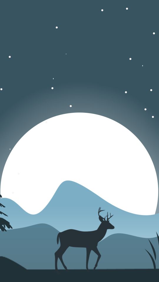 Download mobile wallpaper Moon, Deer, Artistic for free.