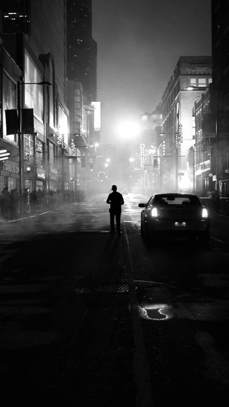 Скачать картинку Туман, Улица, Чёрно Белое, Черно Белый, Сделано Человеком в телефон бесплатно.