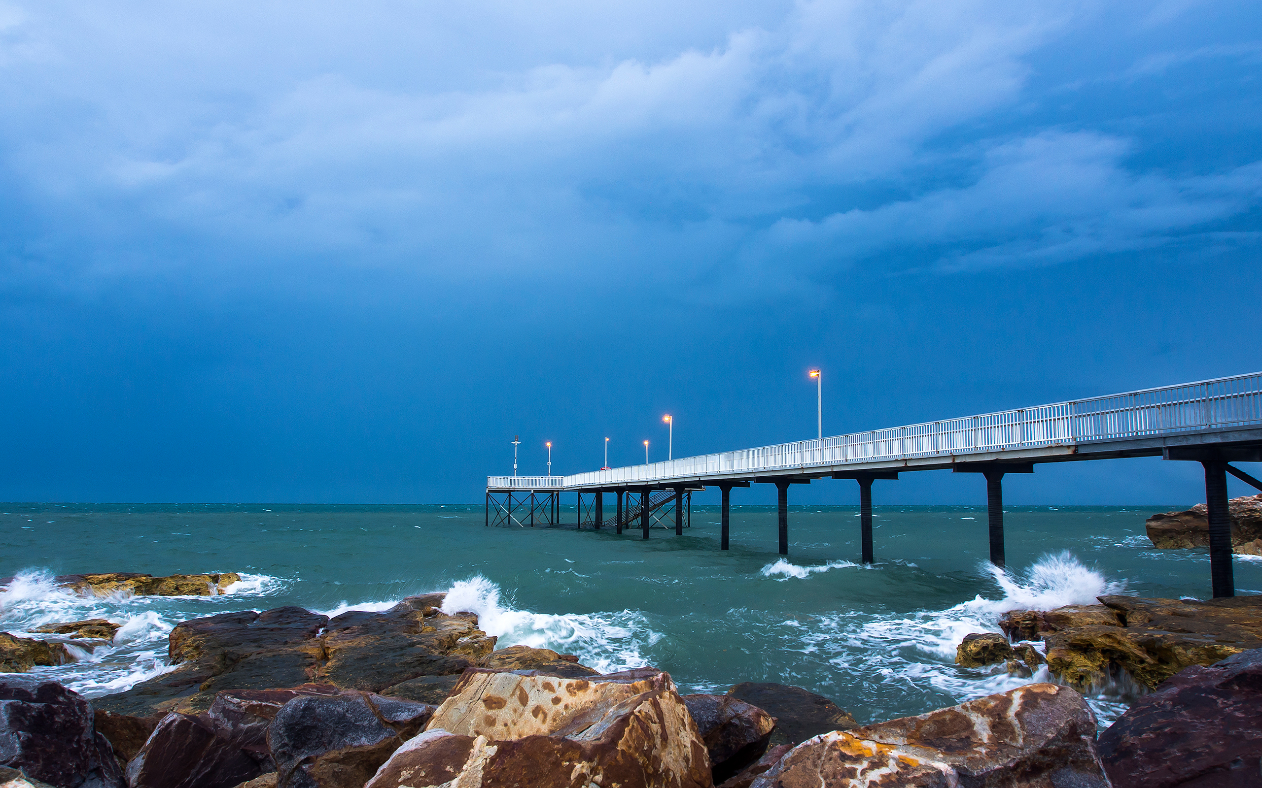 Descarga gratuita de fondo de pantalla para móvil de Cielo, Horizonte, Muelle, Océano, Hecho Por El Hombre.