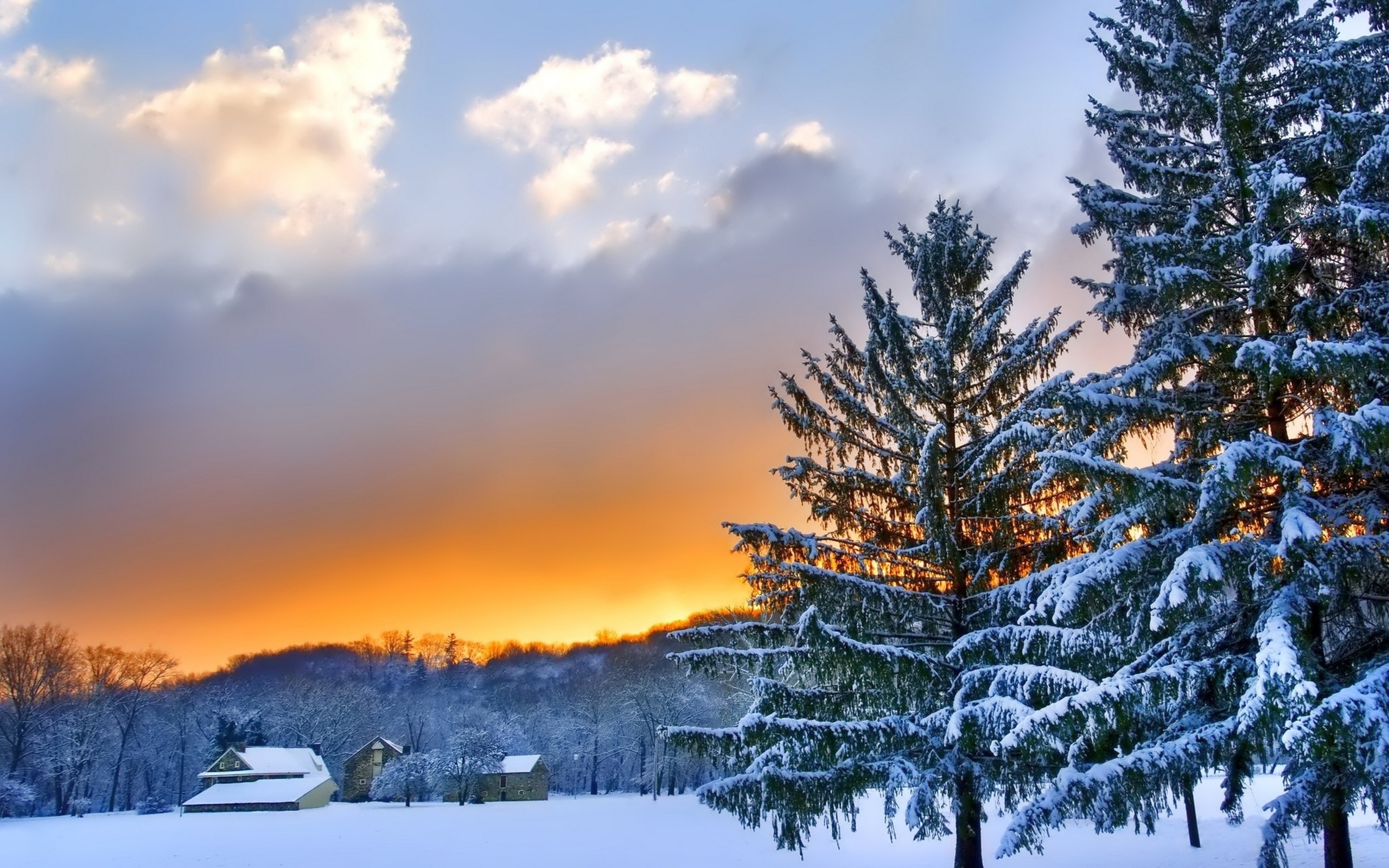 Baixe gratuitamente a imagem Inverno, Pôr Do Sol, Árvore, Casa, Terra, Fotografia na área de trabalho do seu PC