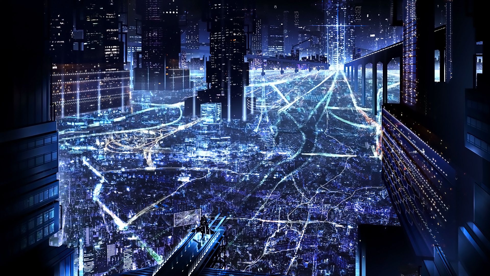 Baixar papel de parede para celular de Anime, Noite, Cidade, Construção, Ficção Científica, Original gratuito.