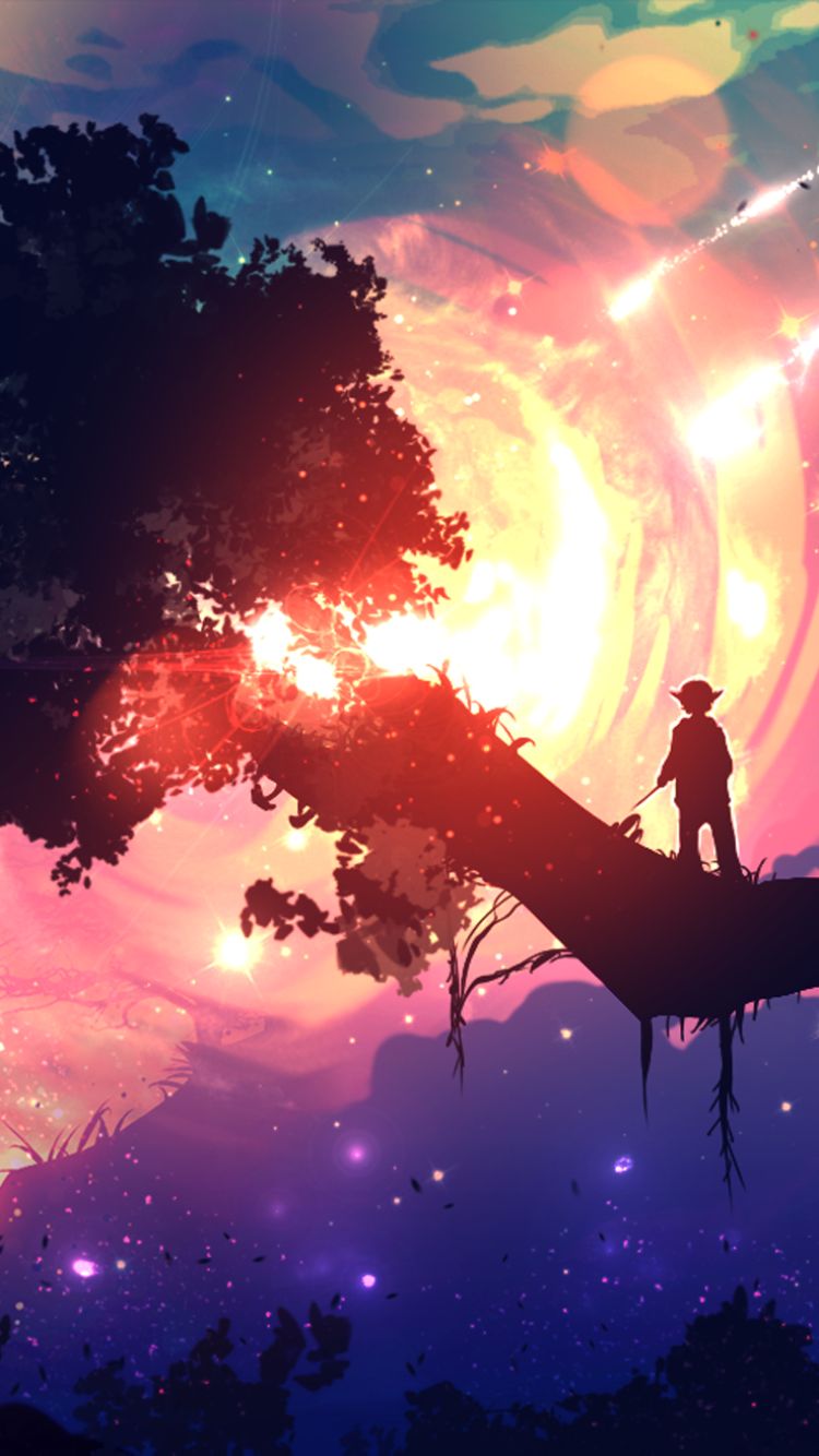 Download mobile wallpaper Anime, Fantasy, Sky, Tree, Original for free.