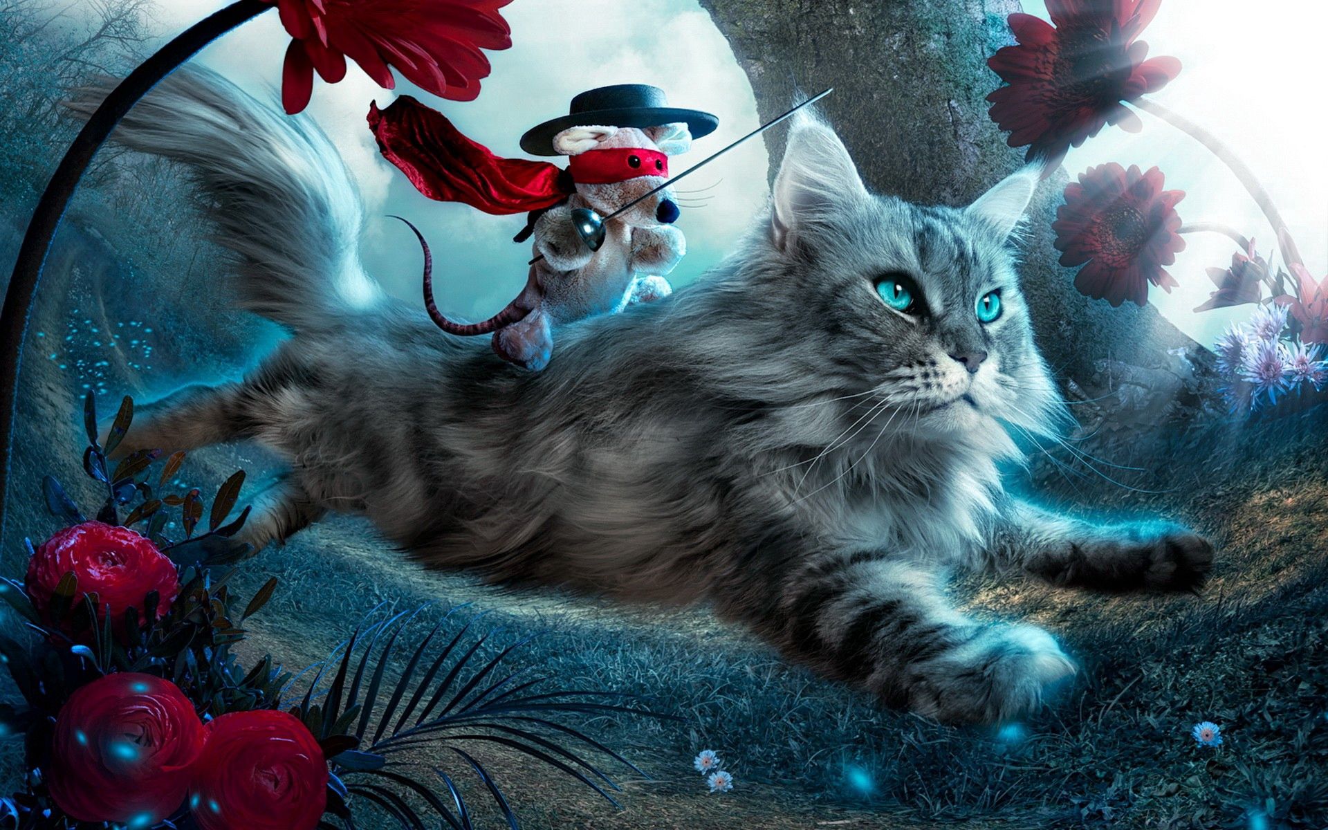 Free download wallpaper Animals, Toy, Flight, Cat, Fantasy on your PC desktop