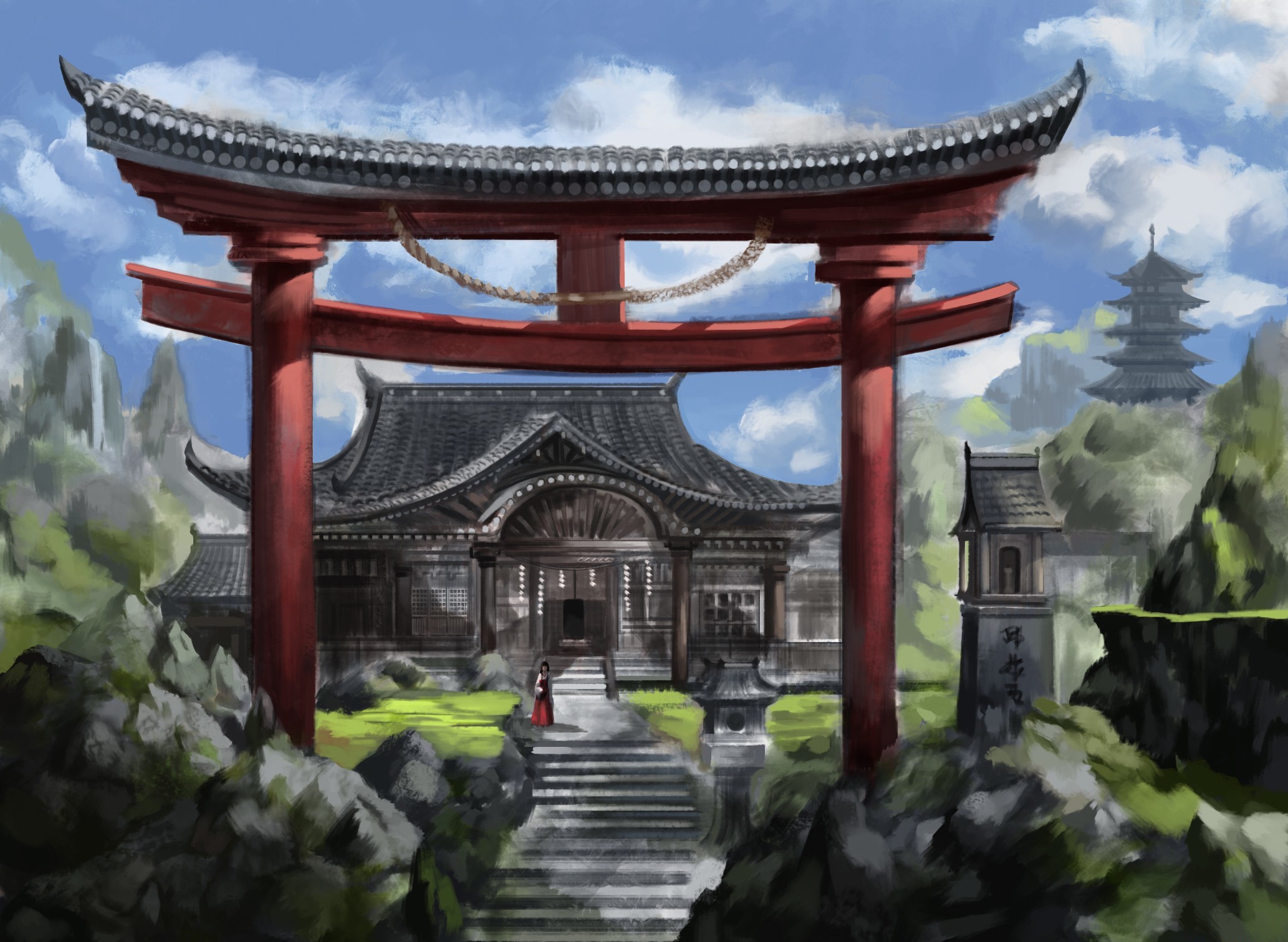 663734 Hintergrundbild herunterladen animes, temple, torii - Bildschirmschoner und Bilder kostenlos