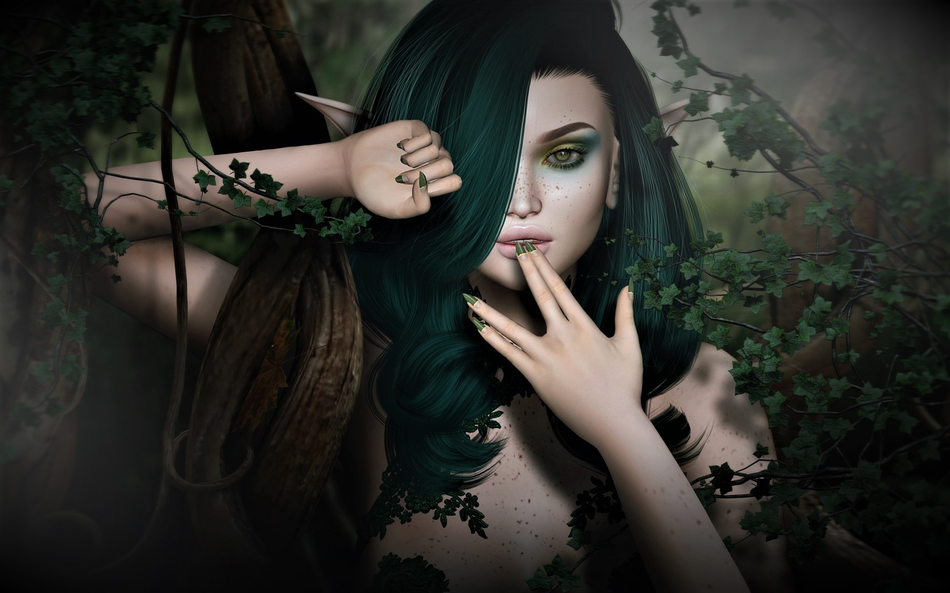 Free download wallpaper Fantasy, Forest, Leaf, Fairy, Freckles on your PC desktop