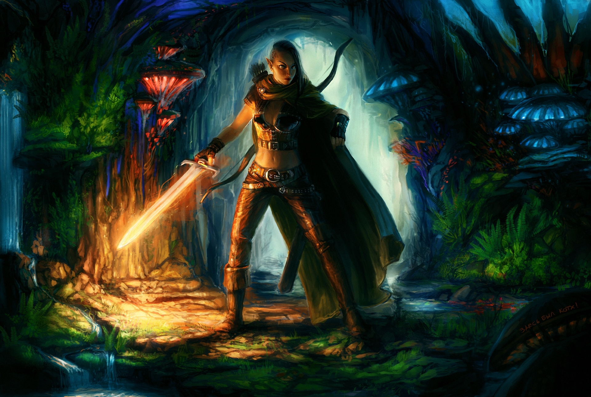 Free download wallpaper Magic, Fantasy, Elf, Sword, Women Warrior, Woman Warrior on your PC desktop