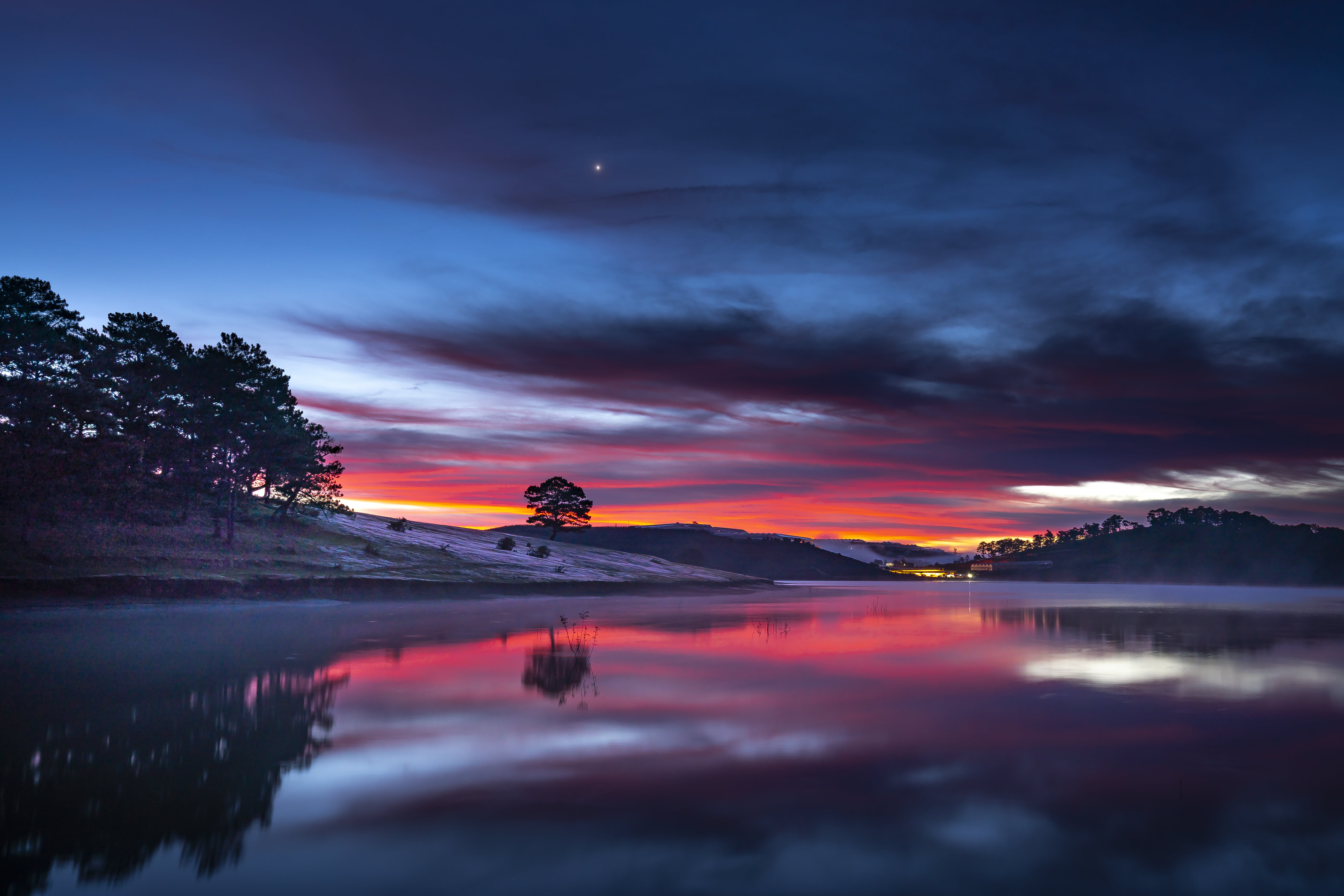 Free download wallpaper Sunset, Sky, Lakes, Lake, Reflection, Earth, Cloud on your PC desktop