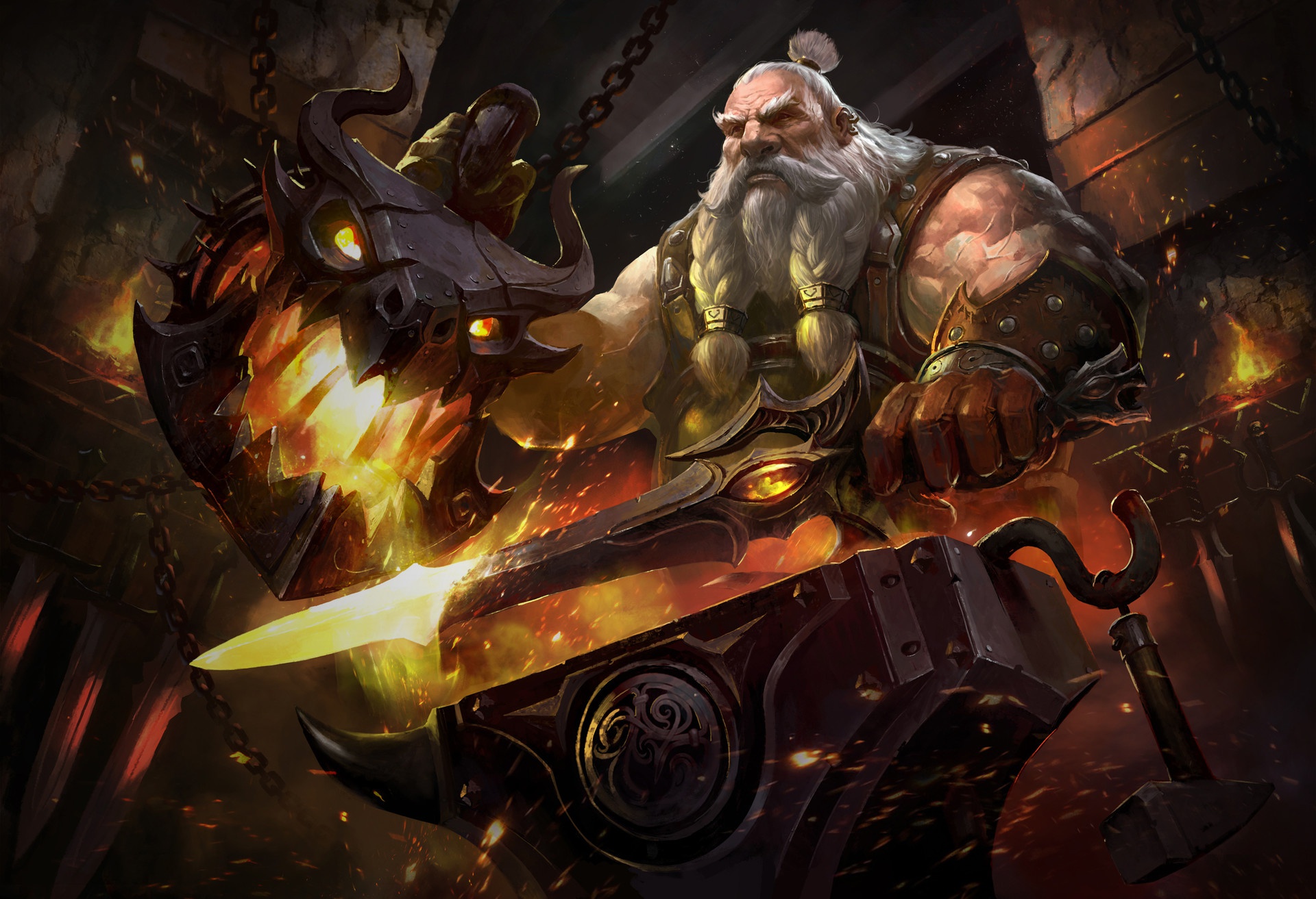 Download mobile wallpaper Fantasy, Beard, Sword, Dwarf for free.