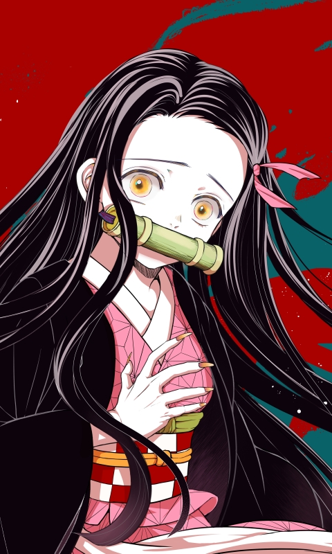 Handy-Wallpaper Animes, Nezuko Kamado, Demon Slayer kostenlos herunterladen.