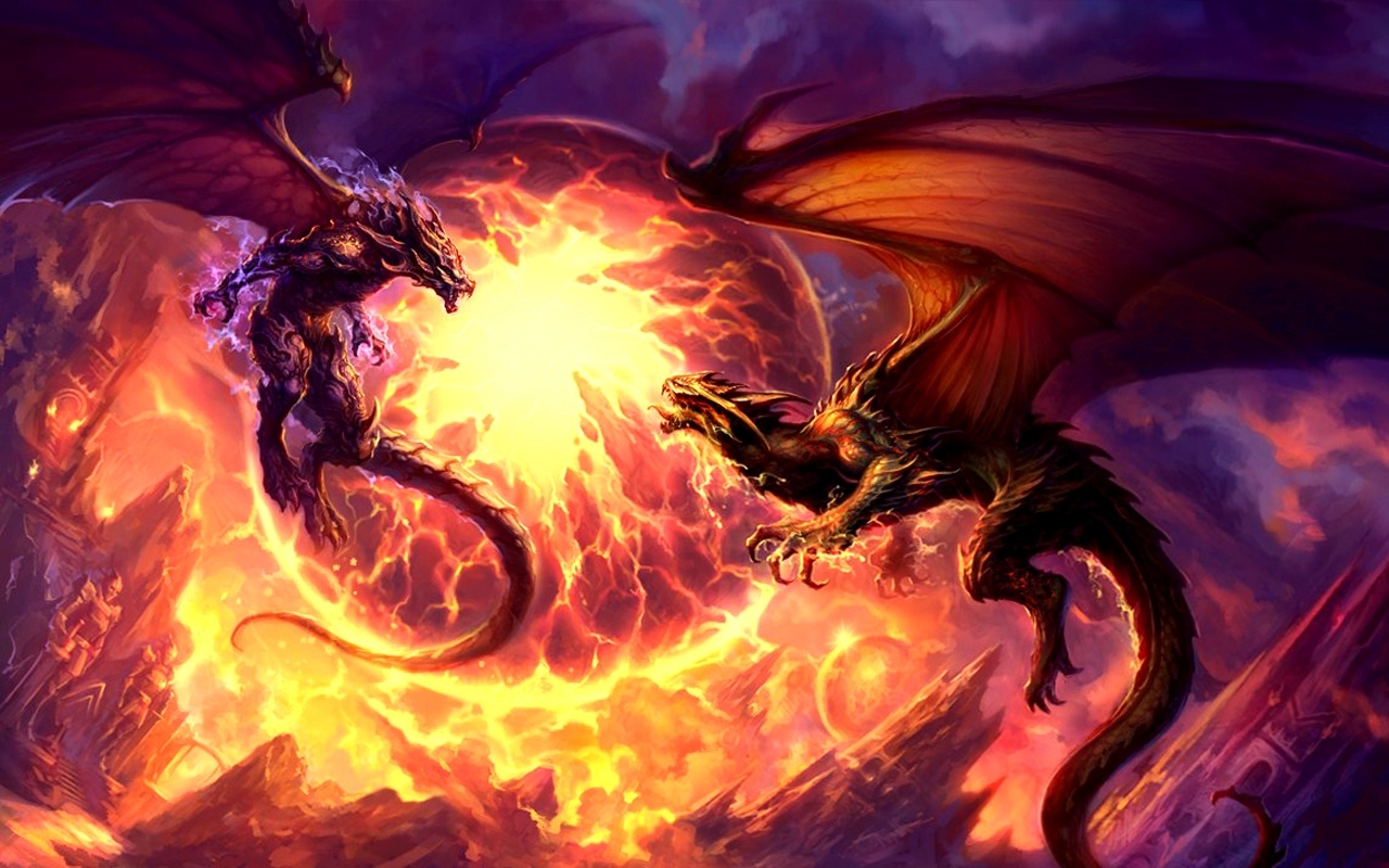 Download mobile wallpaper Fire, Fantasy, Dragons for free.