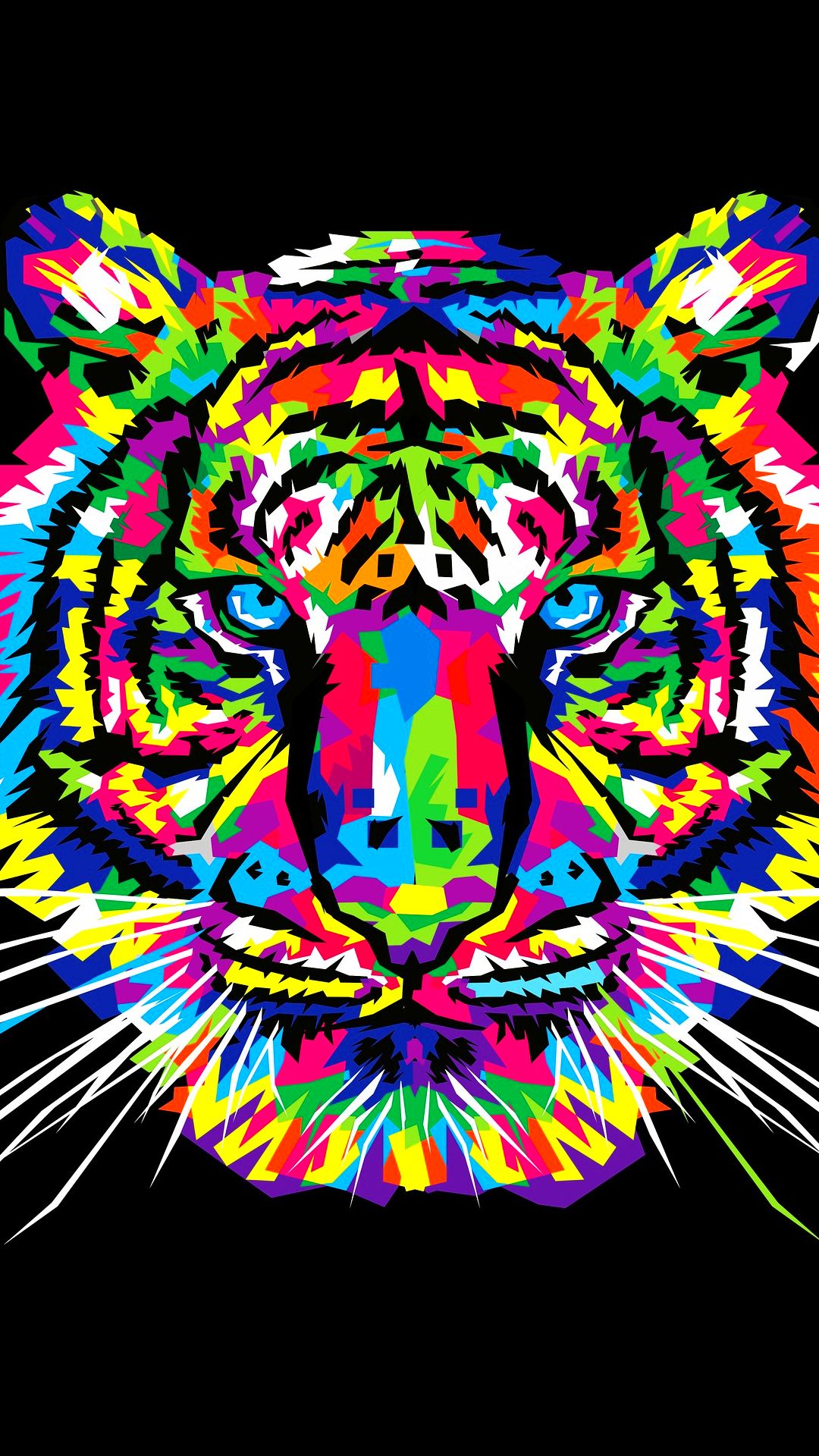 Download mobile wallpaper Colors, Tiger, Animal, Colorful, Artistic for free.