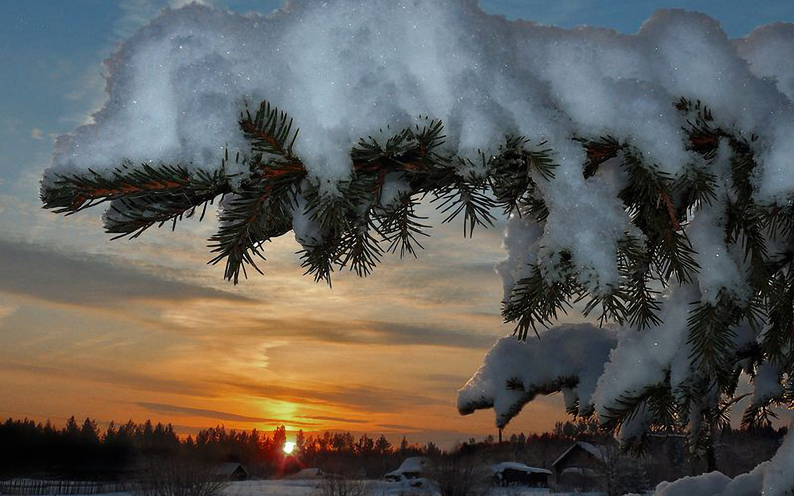 Free download wallpaper Winter, Sunset, Snow, Branch, Earth, Photography on your PC desktop