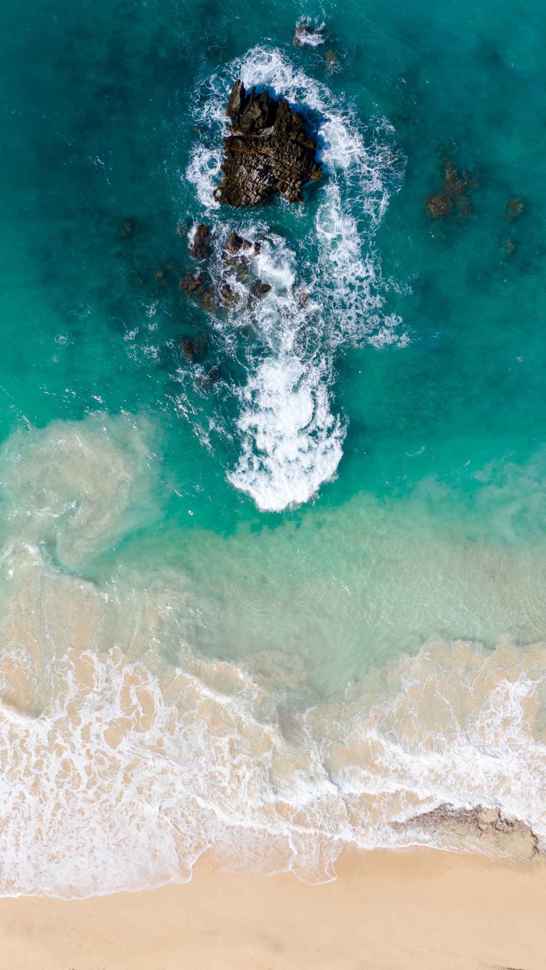 Download mobile wallpaper Beach, Sand, Ocean, Earth, Foam, Wave, Aerial for free.
