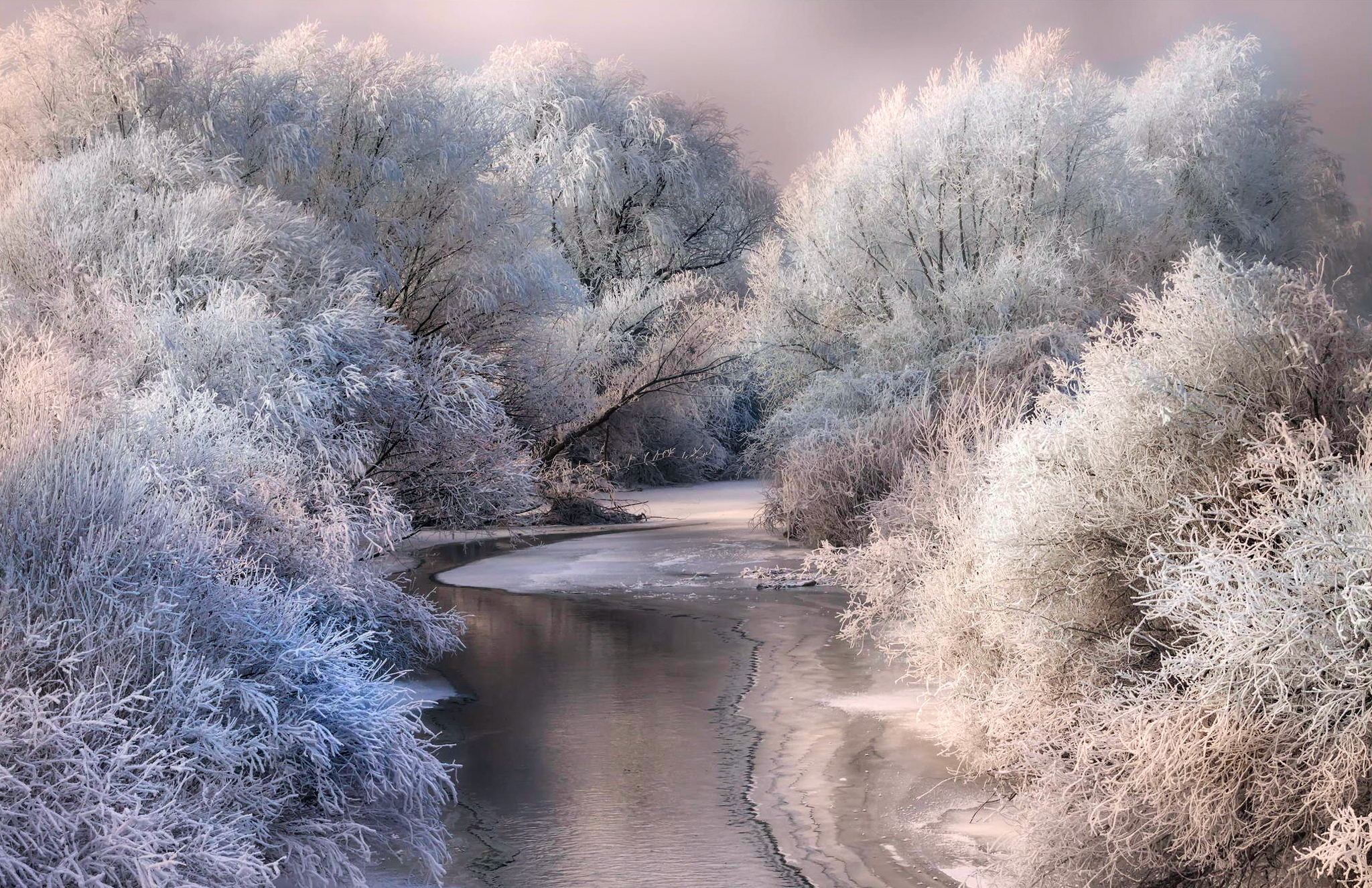 Download mobile wallpaper Winter, Nature, Earth, River for free.