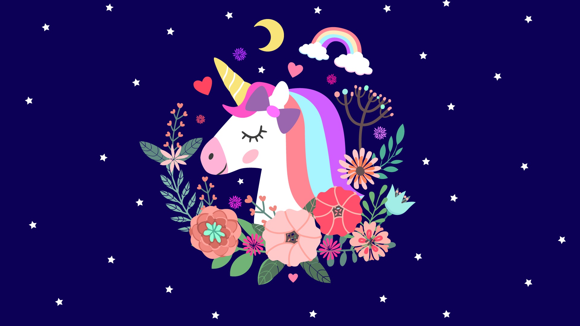 Download mobile wallpaper Fantasy, Stars, Flower, Unicorn, Fantasy Animals for free.