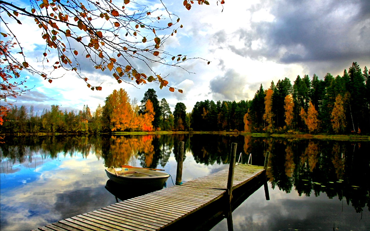 PCデスクトップに秋, 湖, 写真撮影画像を無料でダウンロード