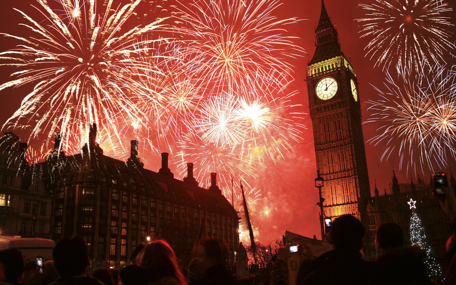 Download mobile wallpaper New Year, London, Big Ben, Colors, Colorful, Fireworks, Photography for free.