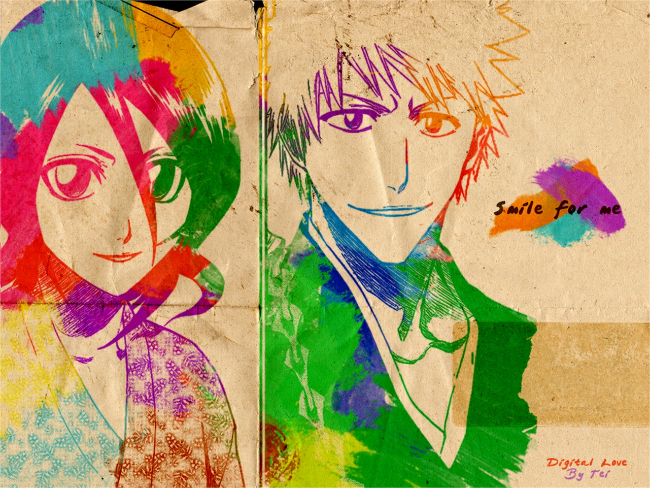 Handy-Wallpaper Bleach, Rukia Kuchiki, Animes, Ichigo Kurosaki kostenlos herunterladen.