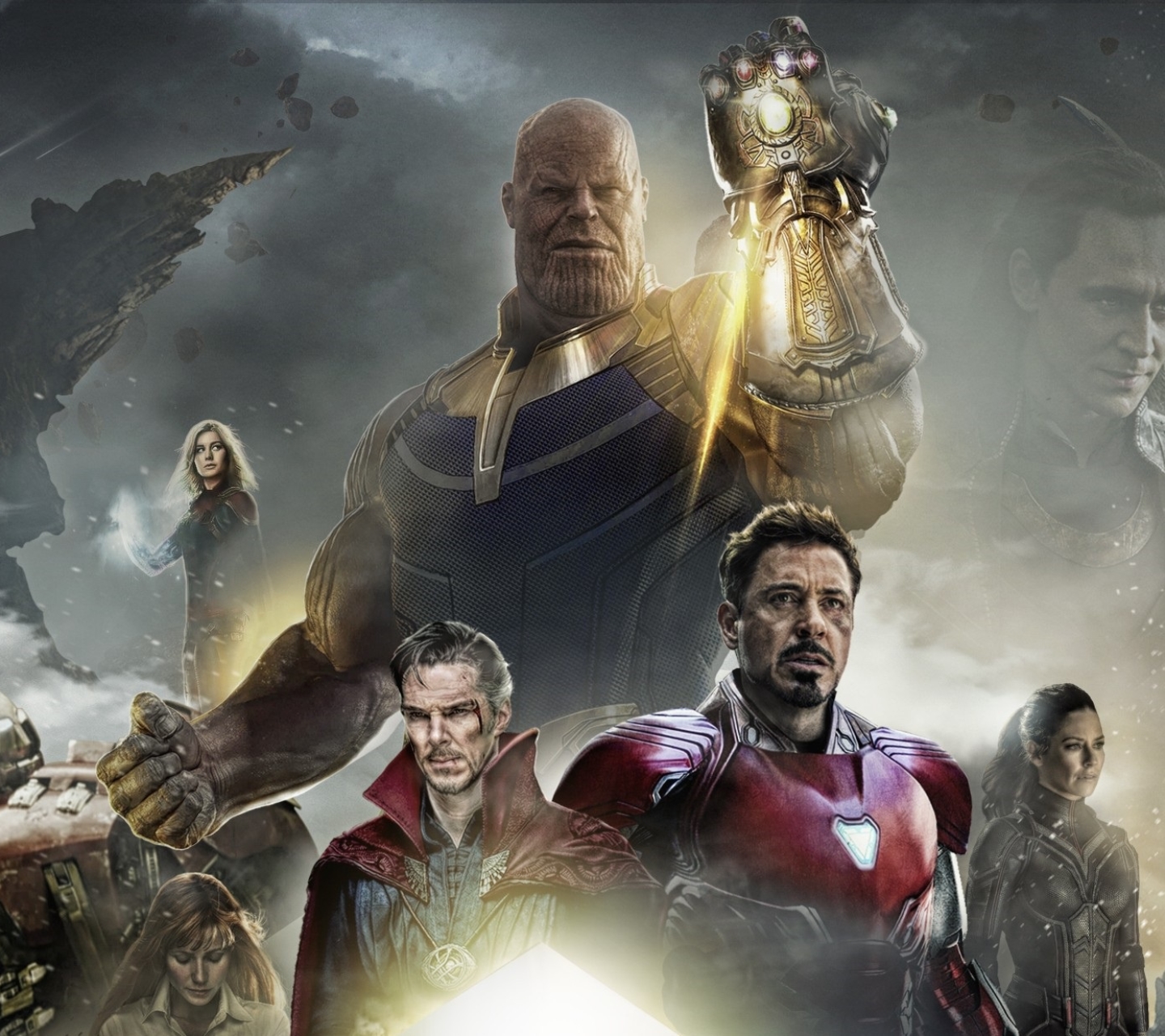 Baixar papel de parede para celular de Homem De Ferro, Os Vingadores, Filme, Doutor Estranho, Loki (Marvel Comics), Thanos, Hulkbuster, Vingadores: Guerra Infinita gratuito.