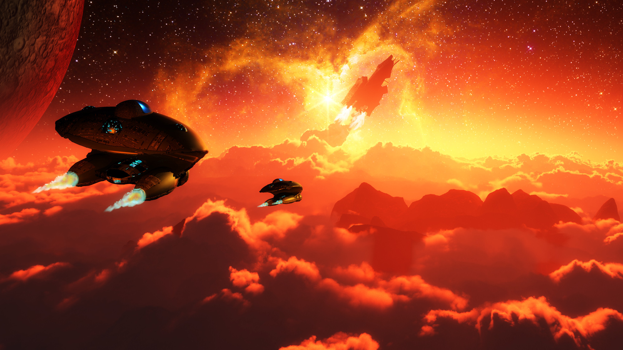 Laden Sie das Science Fiction, Raumschiff, Wolke, Futuristisch, Weltraum-Bild kostenlos auf Ihren PC-Desktop herunter