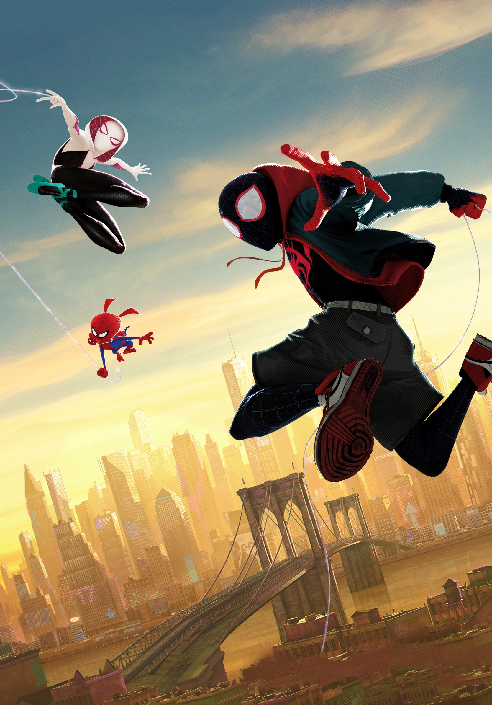 Laden Sie das Filme, Spider Man, Meilen Morales, Spider Gwen, Spinnenschinken, Spider Man: A New Universe-Bild kostenlos auf Ihren PC-Desktop herunter