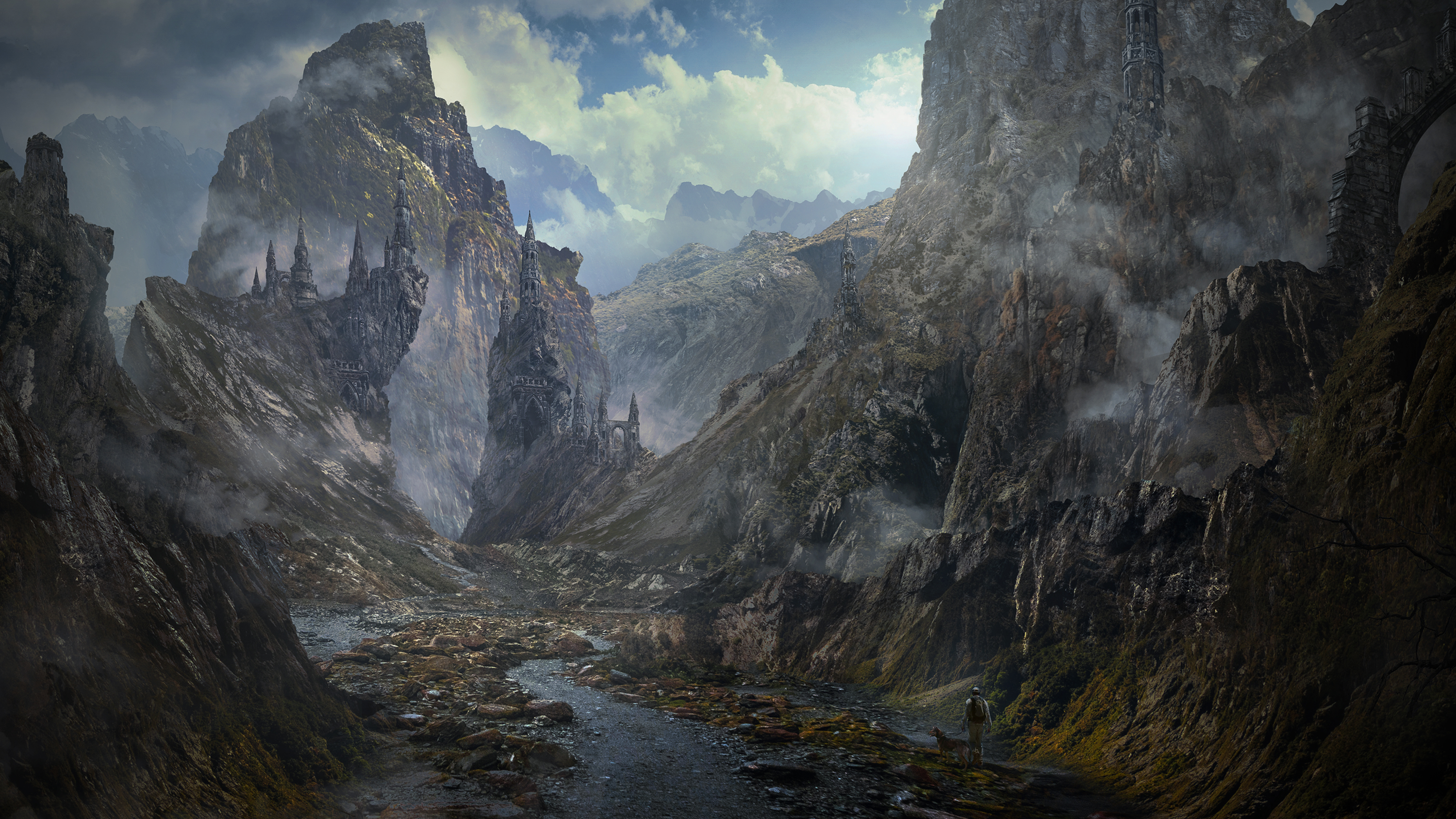 Download mobile wallpaper Landscape, Mountain, Sci Fi, Ruin, Post Apocalyptic for free.