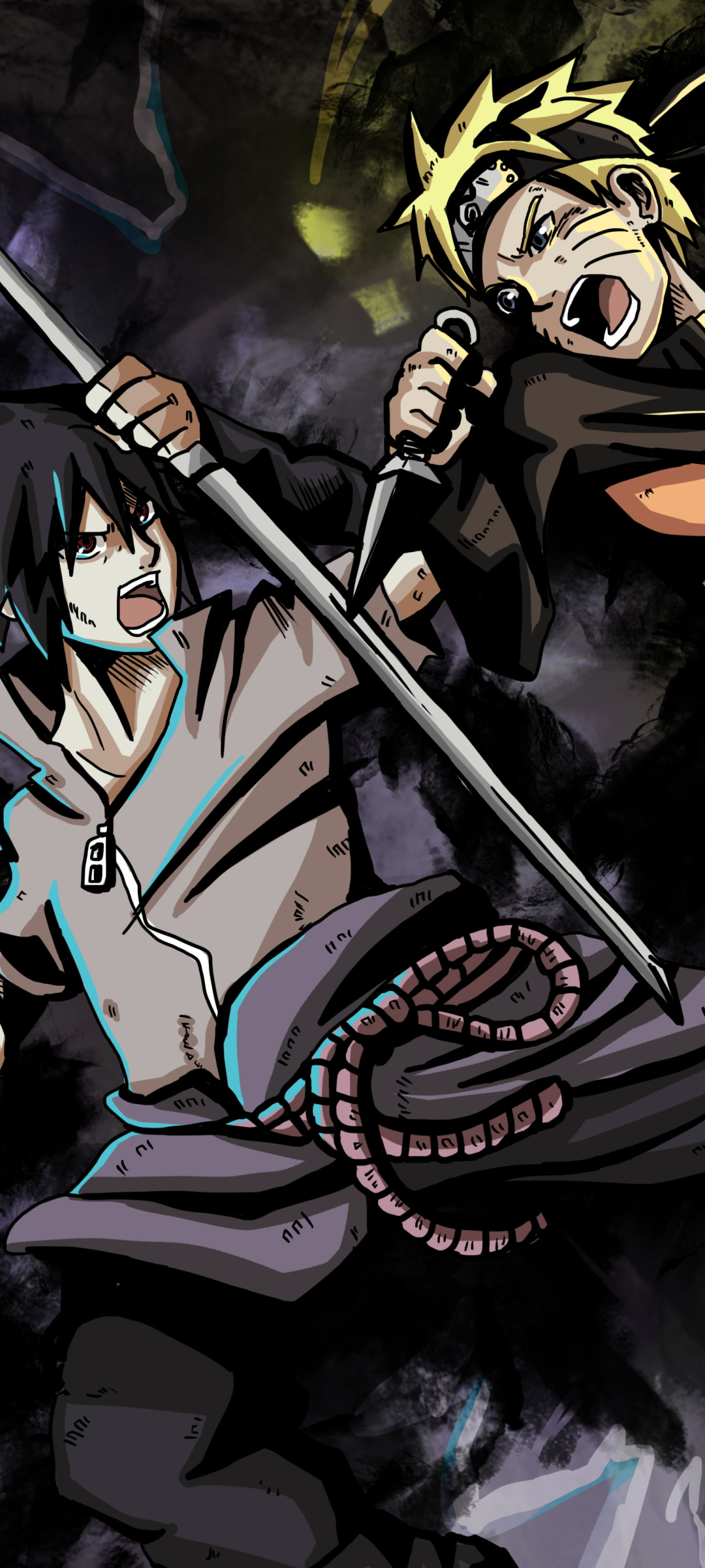 Download mobile wallpaper Anime, Naruto, Sasuke Uchiha, Naruto Uzumaki for free.