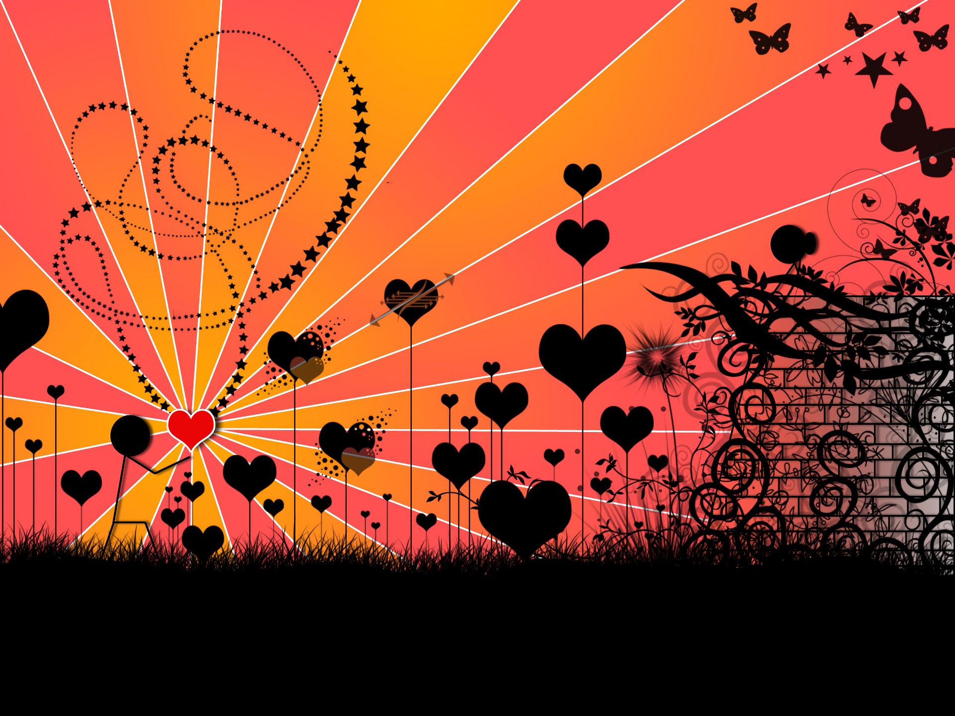 Free download wallpaper Silhouette, Butterfly, Heart, Artistic on your PC desktop