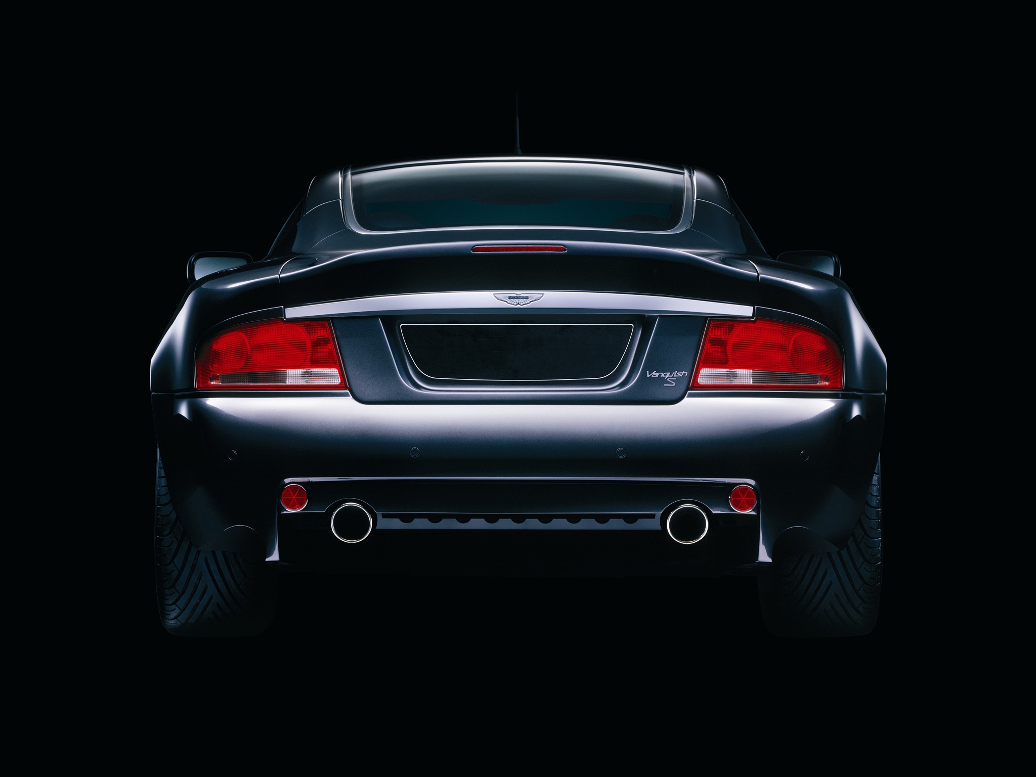aston martin, cars, black, back view, rear view, style, 2004, v12, vanquish