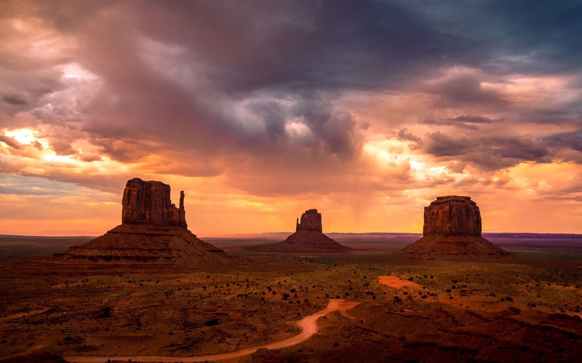 sunset, earth, monument valley, cloud, desert