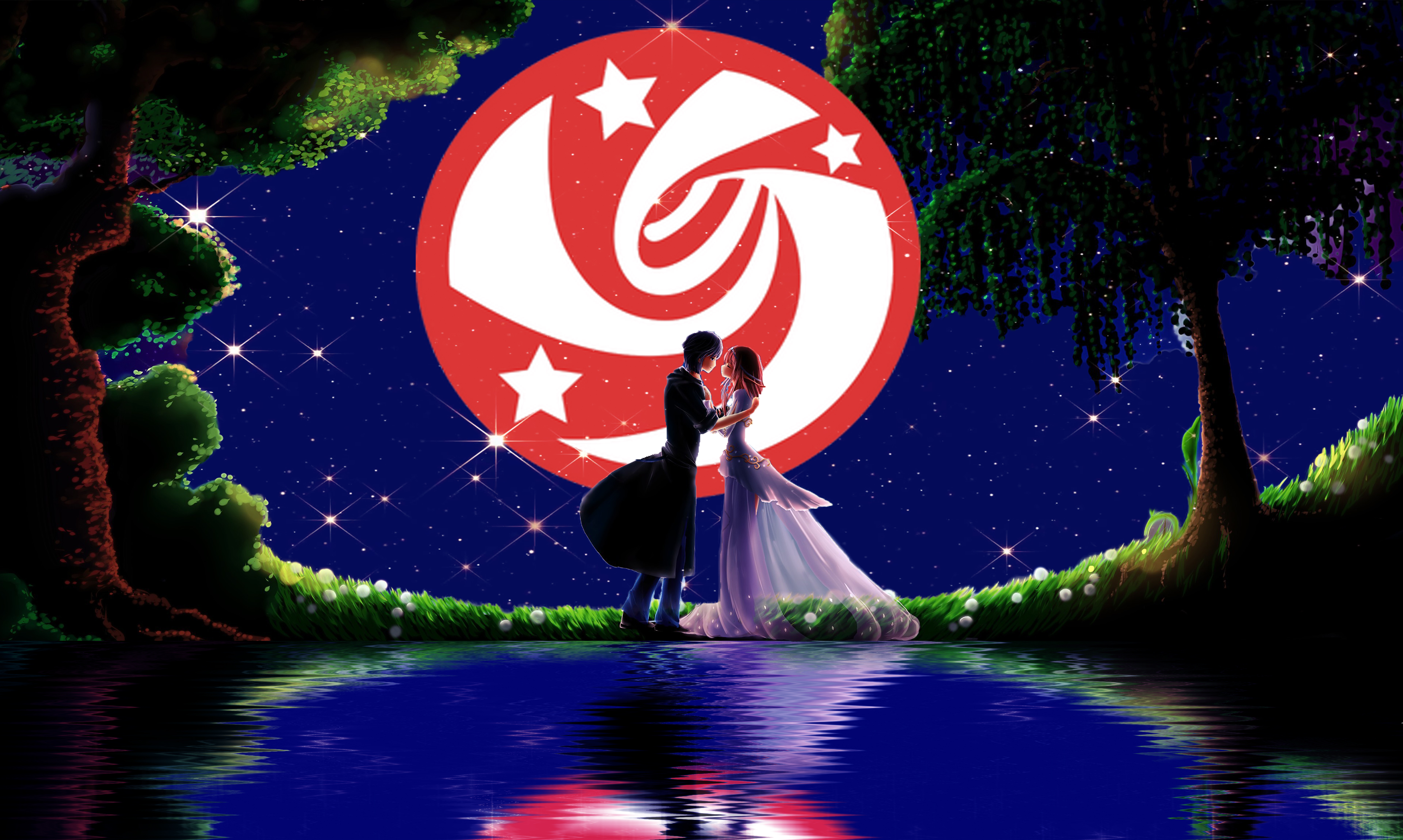 Laden Sie das Sterne, Liebe, Nacht, Animes-Bild kostenlos auf Ihren PC-Desktop herunter