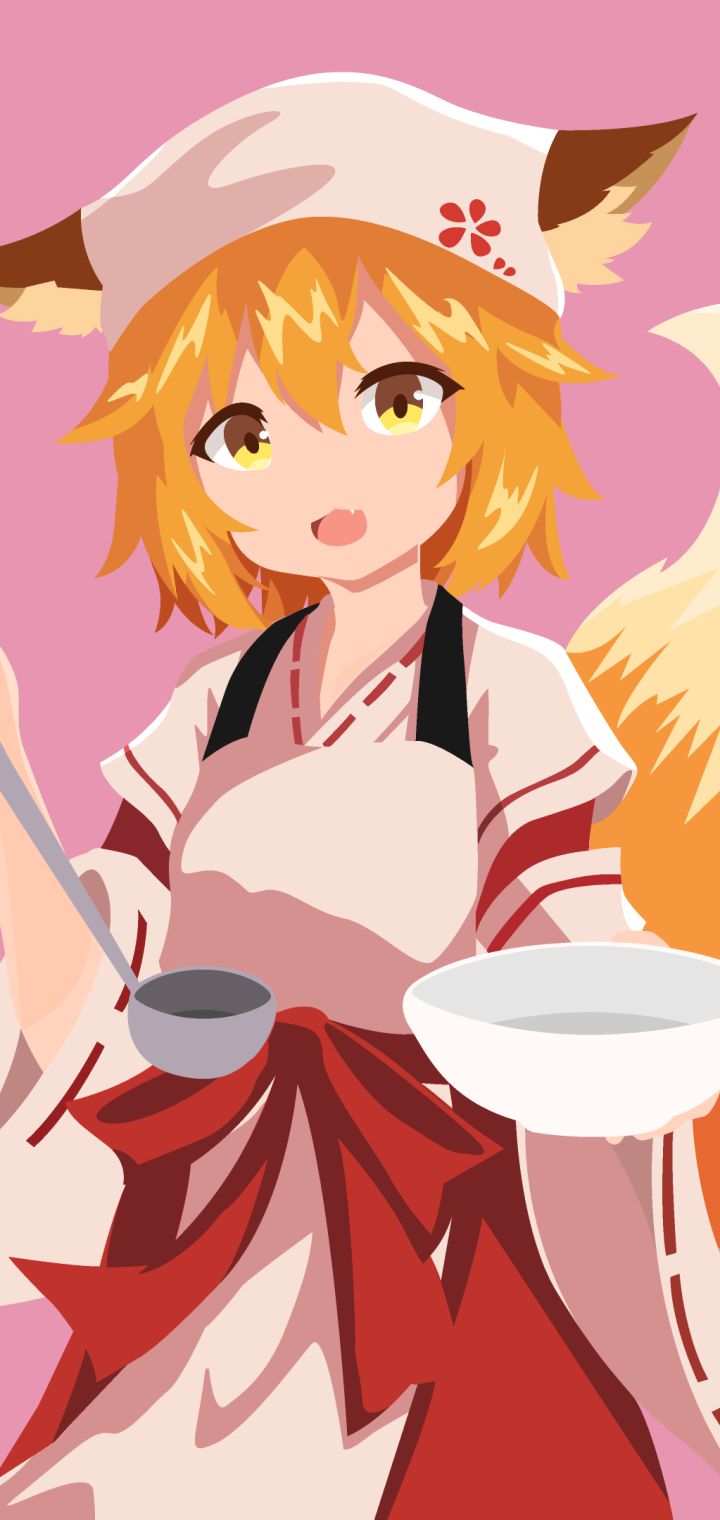 anime, the helpful fox senko san, animal ears, orange hair, minimalist, yellow eyes, headdress, senko san (the helpful fox senko san) images
