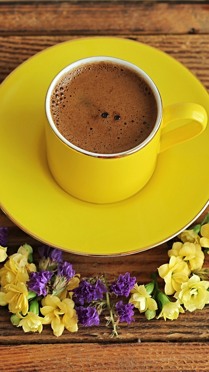 Download mobile wallpaper Food, Coffee, Flower, Cup for free.