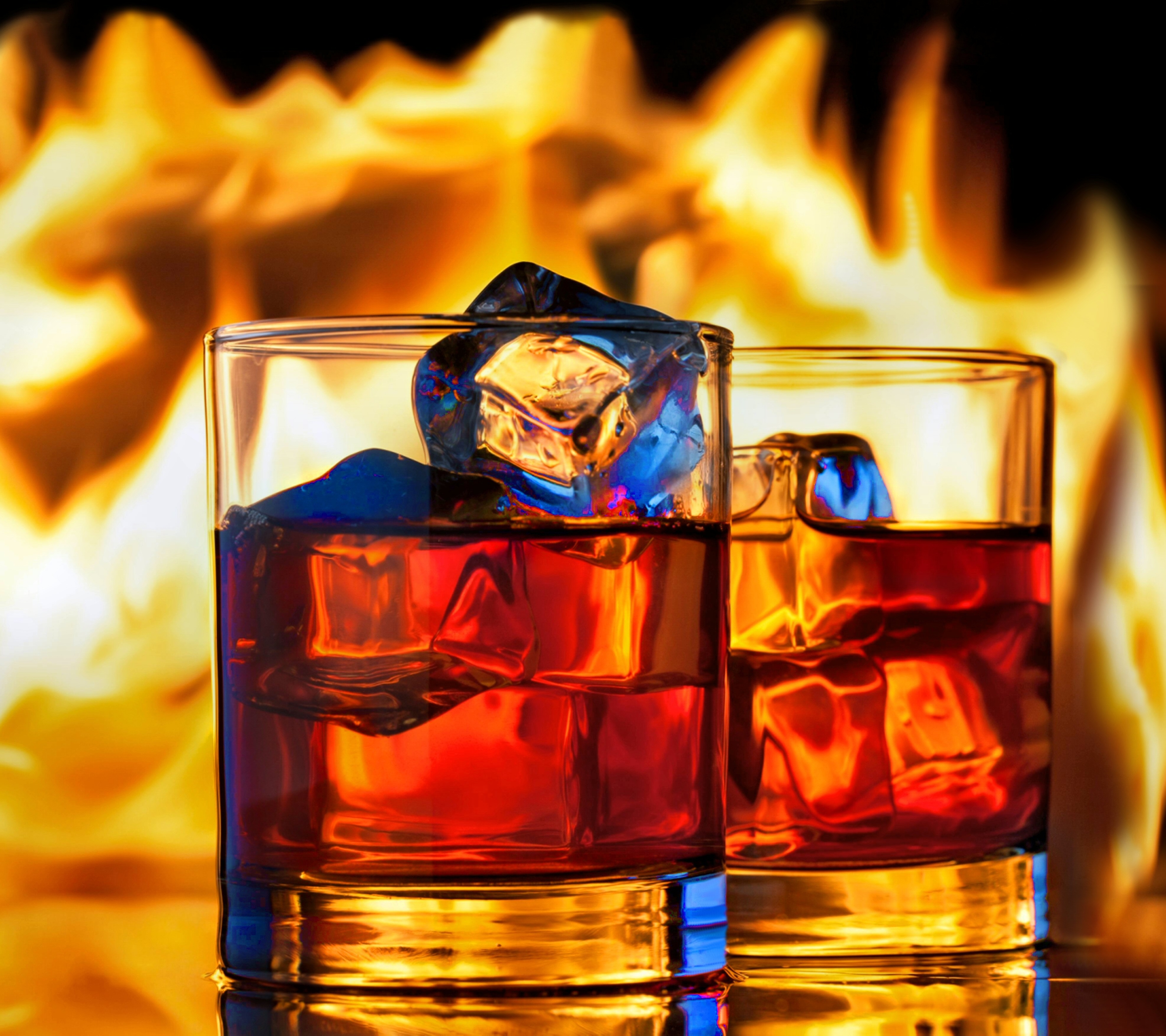 Download mobile wallpaper Food, Fire, Ice, Drink, Whisky for free.