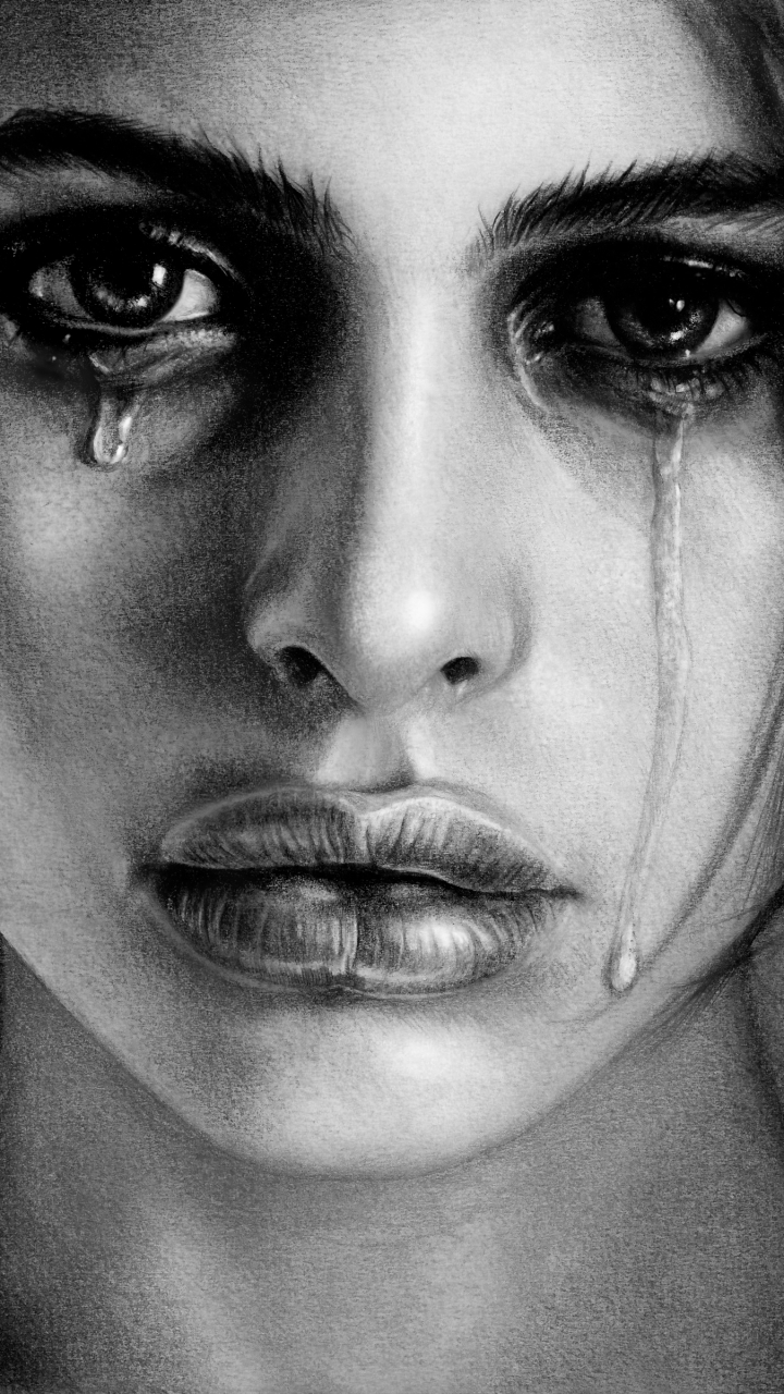 Download mobile wallpaper Painting, Sad, Artistic, Face, Crying for free.