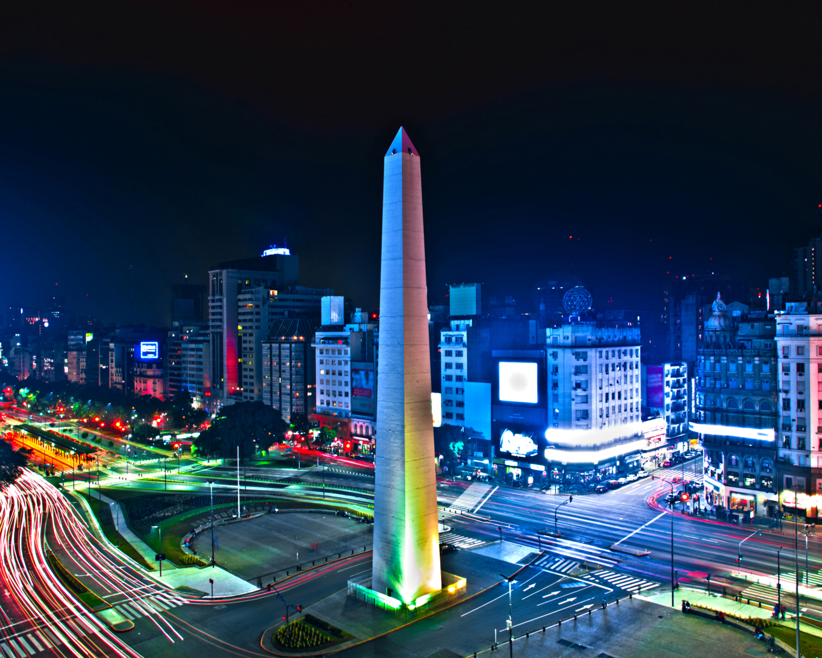 buenos aires, argentina, man made, road, time lapse, obelisk, building, night, cities