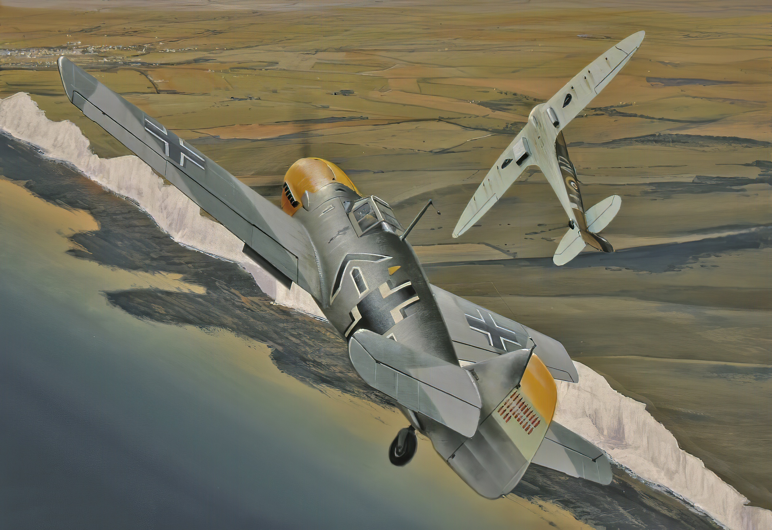 Téléchargez des papiers peints mobile Avion, Militaire, Avion De Guerre, Supermarine Spitfire, Messerschmitt Bf 109, Avions Militaires gratuitement.