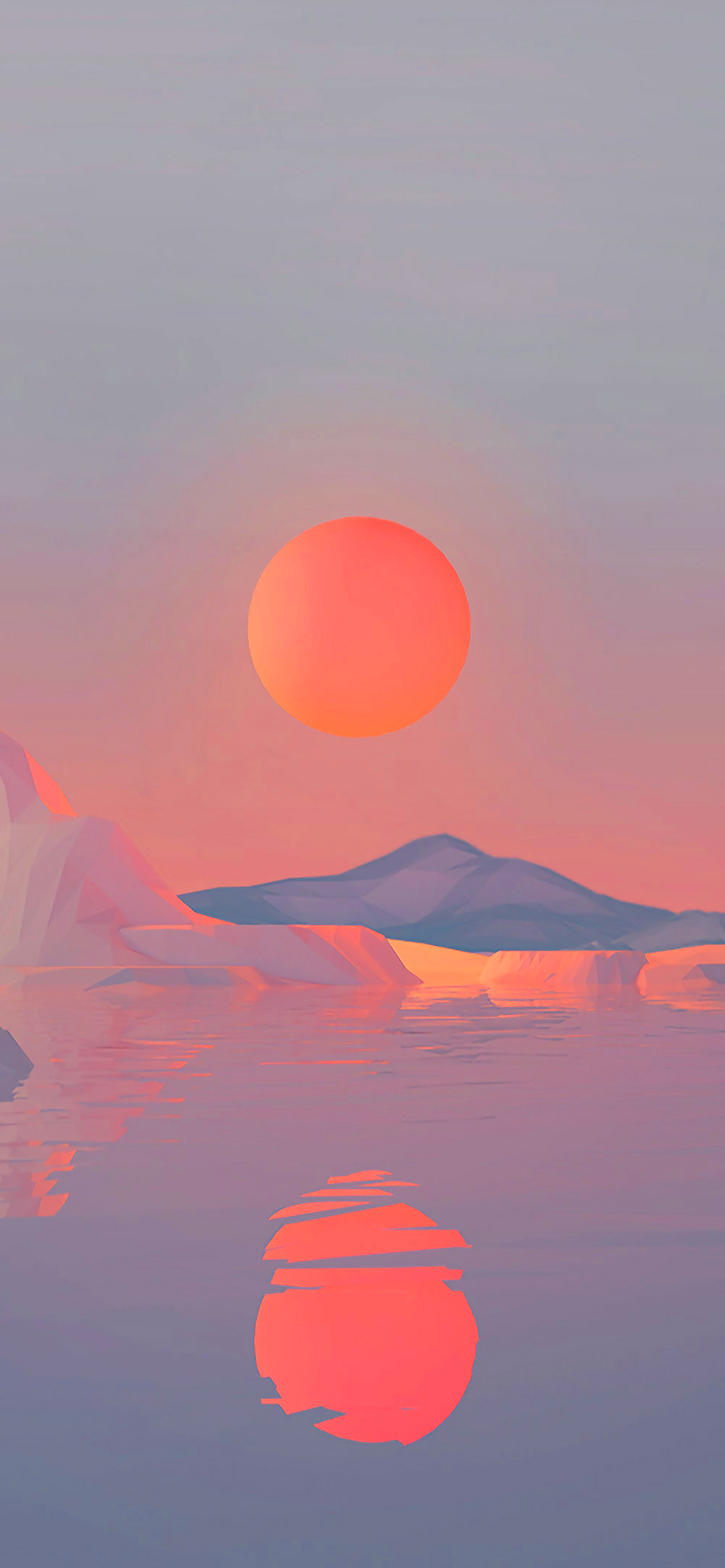 Download mobile wallpaper Mountain, Reflection, Illustration, Artistic, Iceberg, Facets, Low Poly, Minimalist for free.