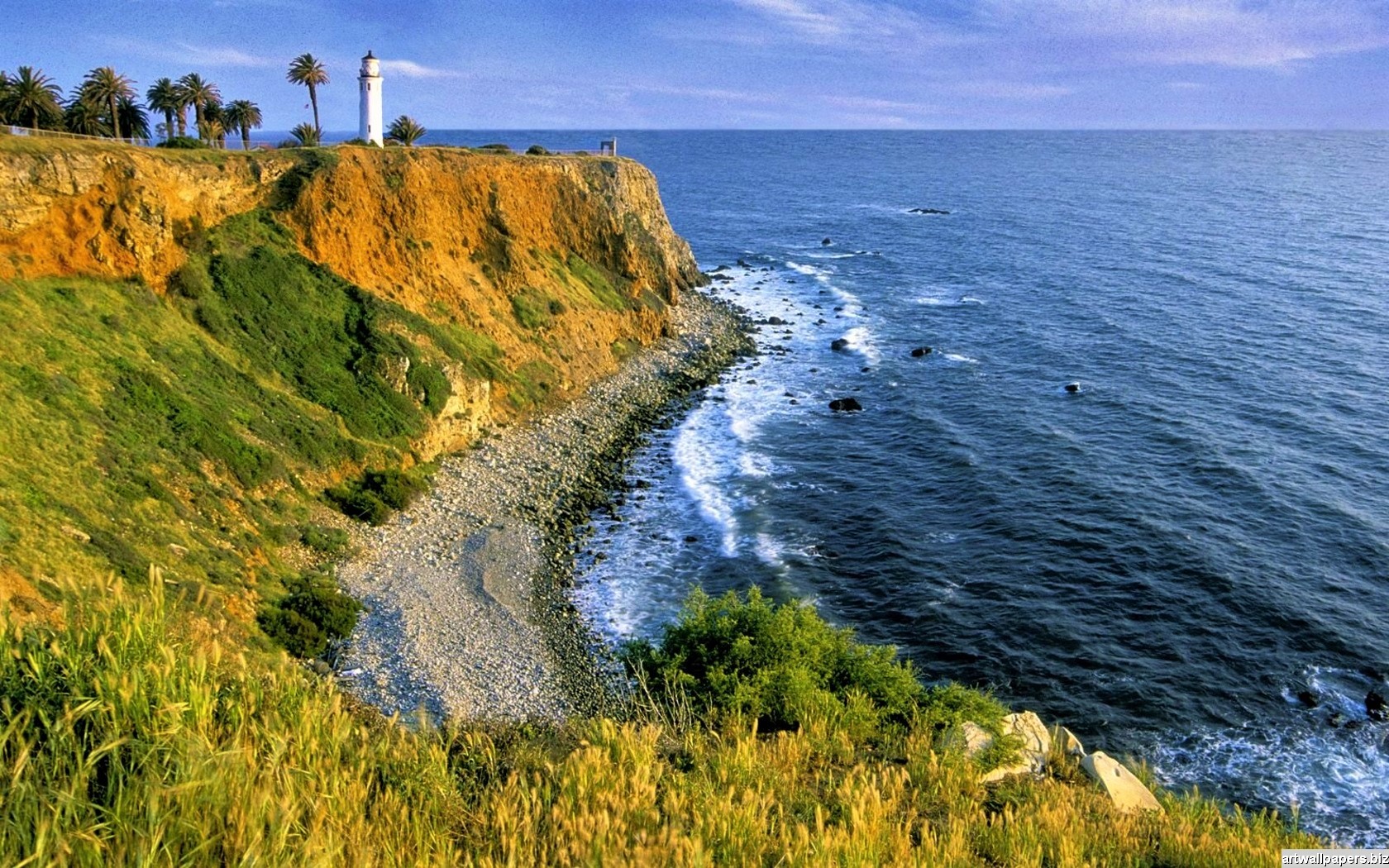 Laden Sie das Horizont, Küste, Ozean, Cliff, Leuchtturm, Meer, Menschengemacht-Bild kostenlos auf Ihren PC-Desktop herunter