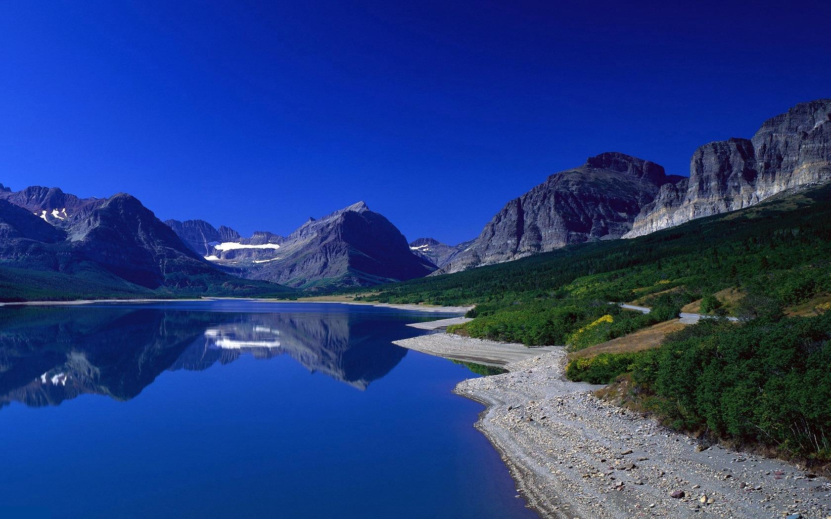 blue, landscape, mountains, lakes HD wallpaper