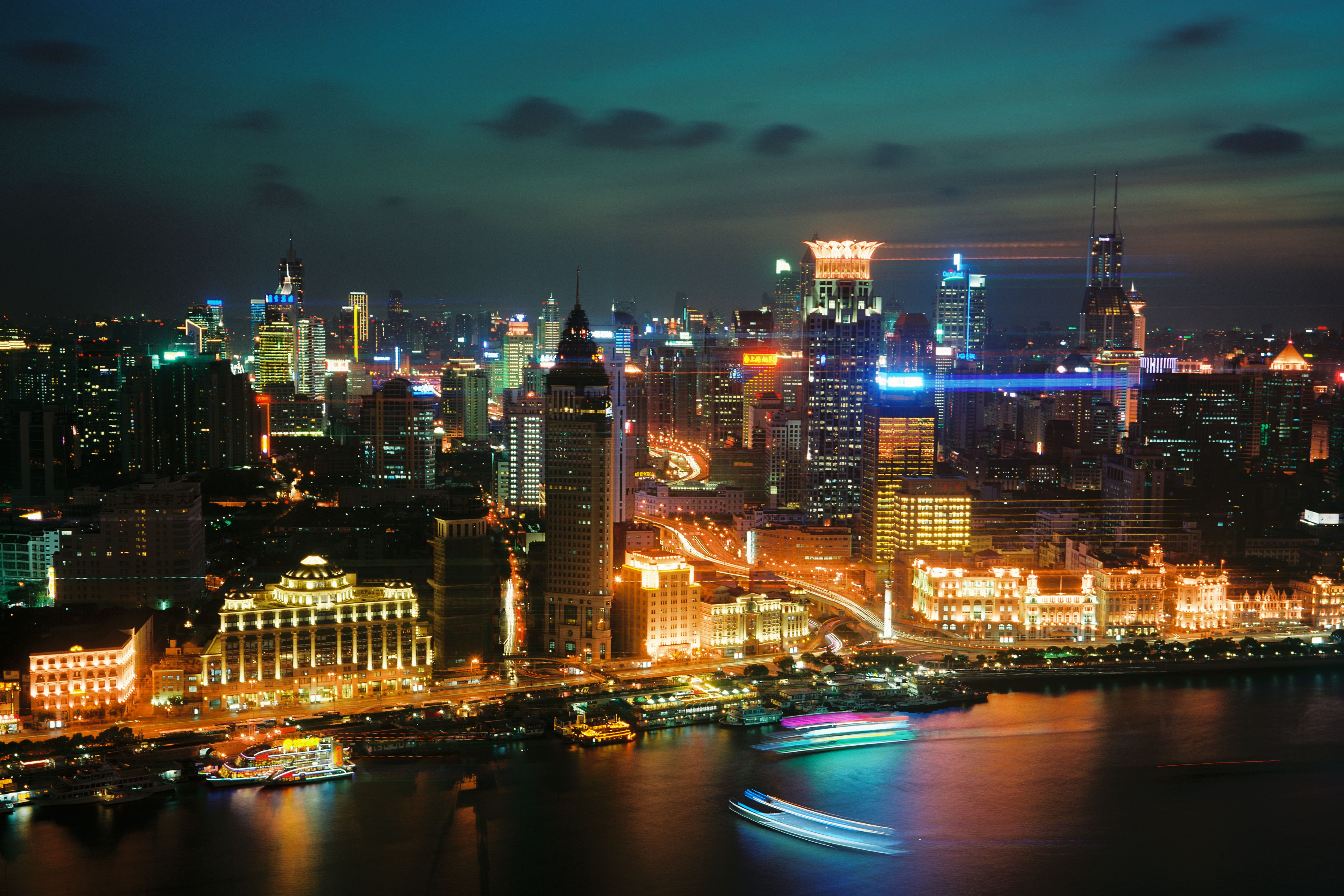 62652 télécharger l'image ville de nuit, villes, gratte ciel, vue d'en haut, vue d’en haut, grattes ciels, shanghaï, shanghai - fonds d'écran et économiseurs d'écran gratuits