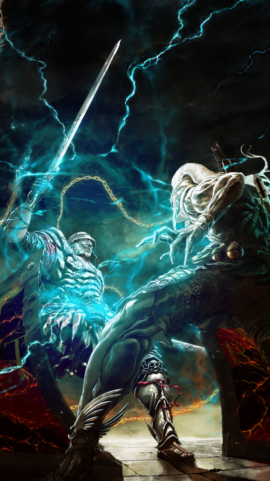 Download mobile wallpaper Magic, Fantasy, Lightning, Battle, Sword for free.
